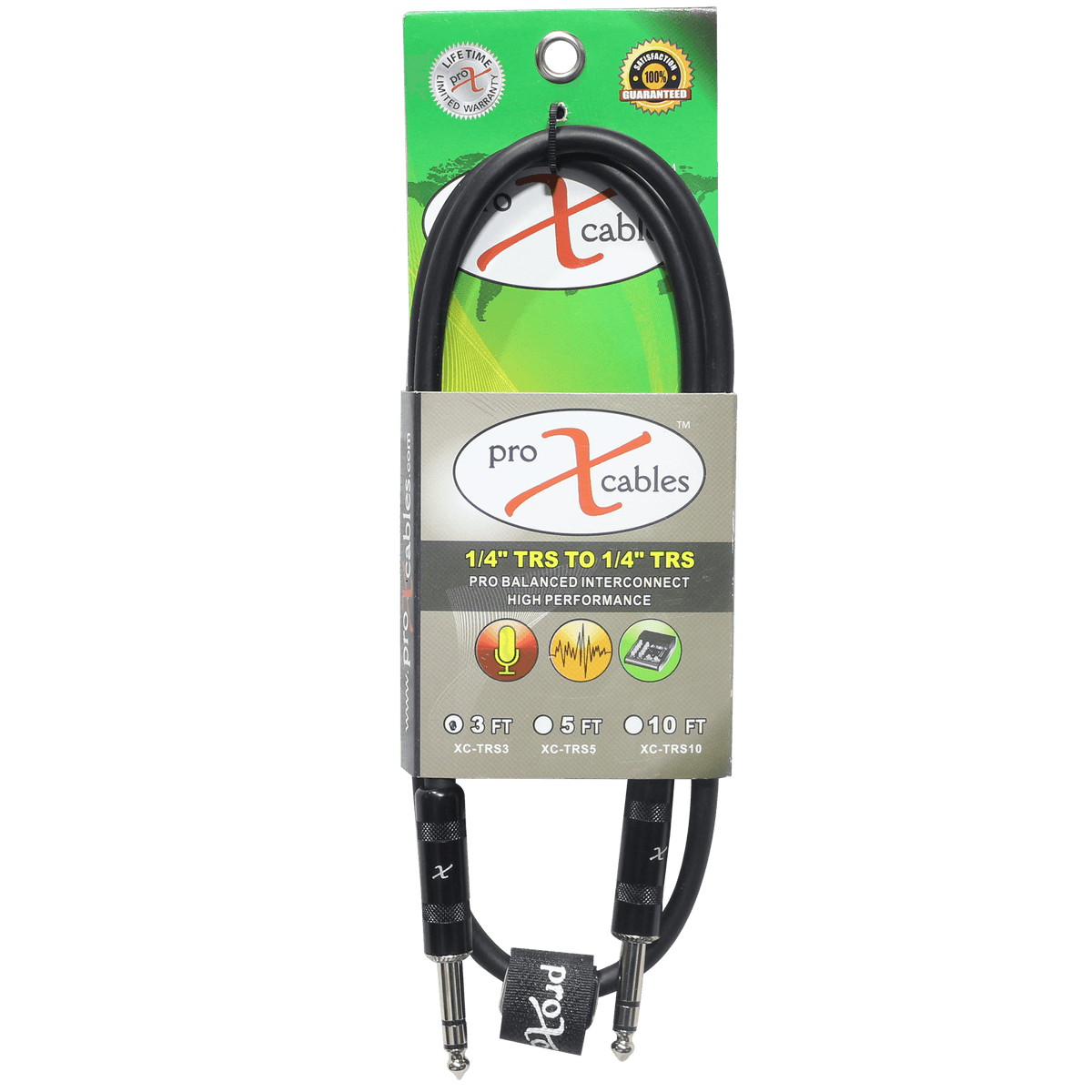 ProX 3 Ft. Balanced 1/4" TRS-M to TRS-M High Performance Audio Cable.
