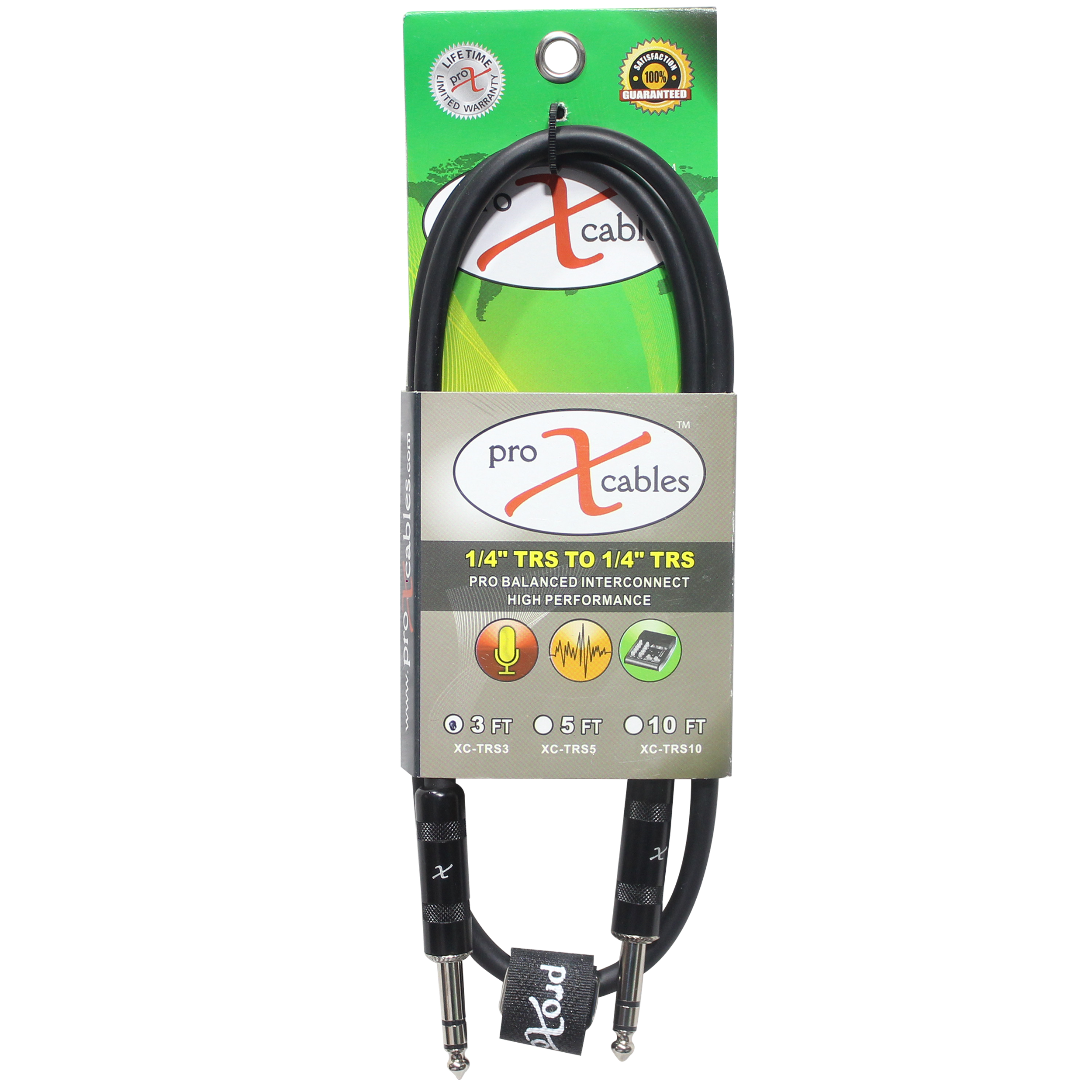 ProX 3 Ft. Balanced 1/4" TRS-M to TRS-M High Performance Audio Cable