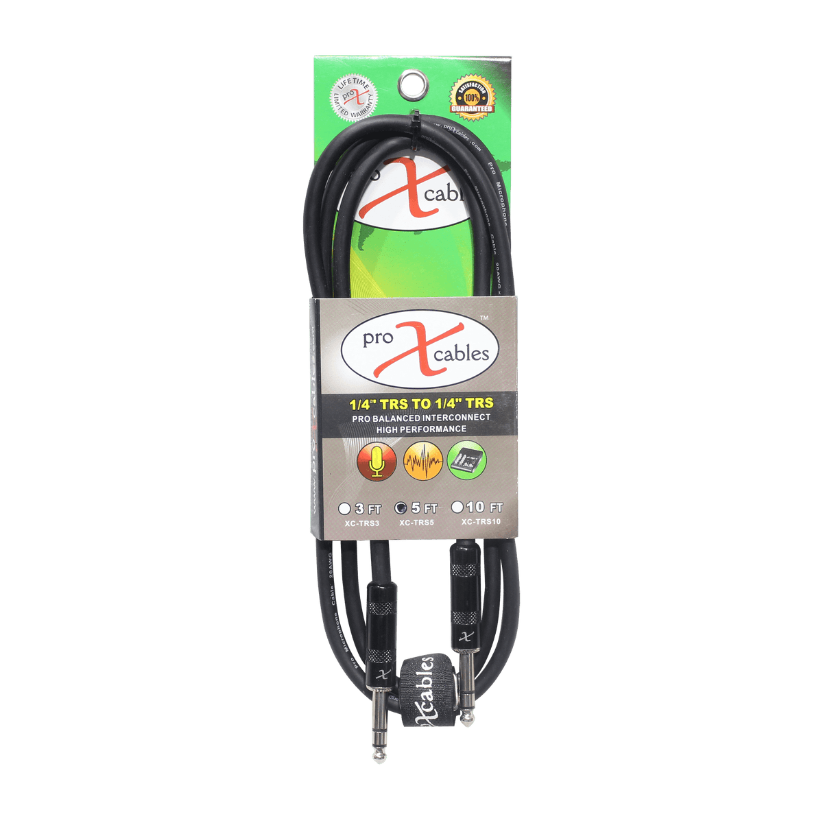 ProX 5 Ft. Balanced 1/4" TRS-M to TRS-M High Performance Audio Cable.