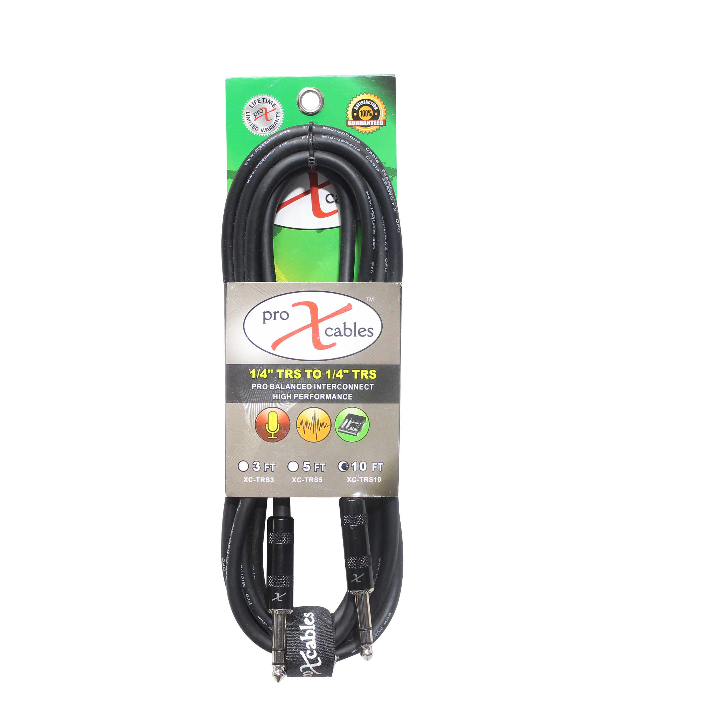 ProX 10 Ft. Balanced 1/4" TRS-M to TRS-M High Performance Audio Cable.