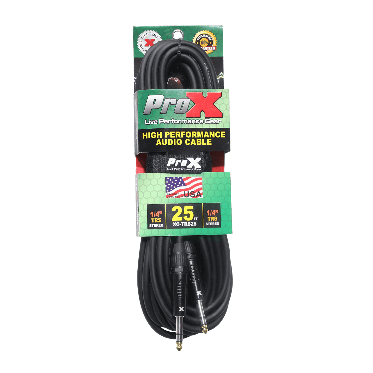 ProX 25 Ft. Balanced 1/4" TRS-M to TRS-M High Performance Audio Cable.