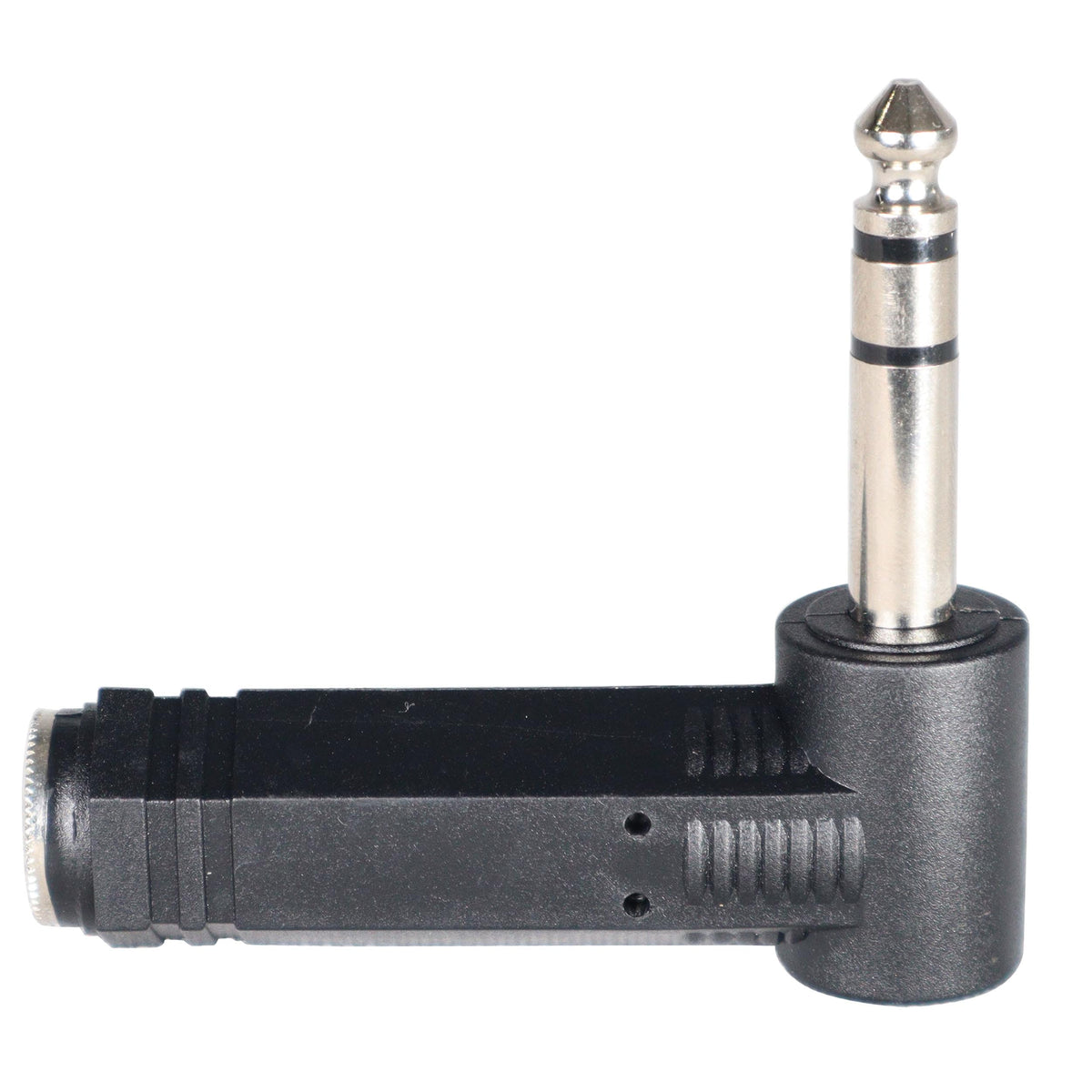 ProX 1/4" TRS Female to 1/4" TRS Male Right-Angle Adapter.