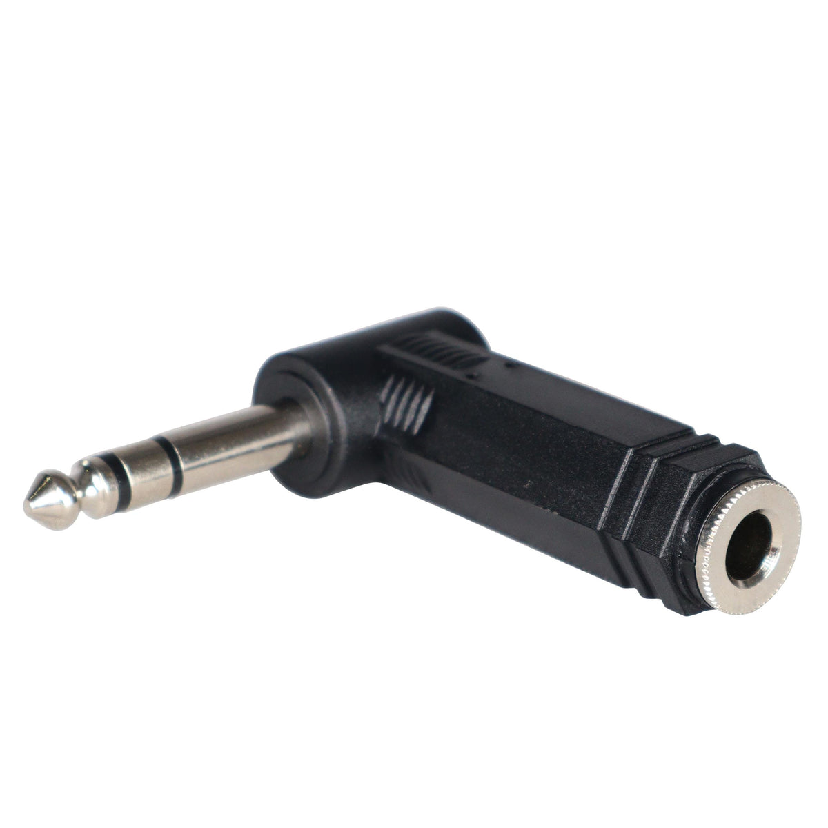 ProX 1/4" TRS Female to 1/4" TRS Male Right-Angle Adapter.