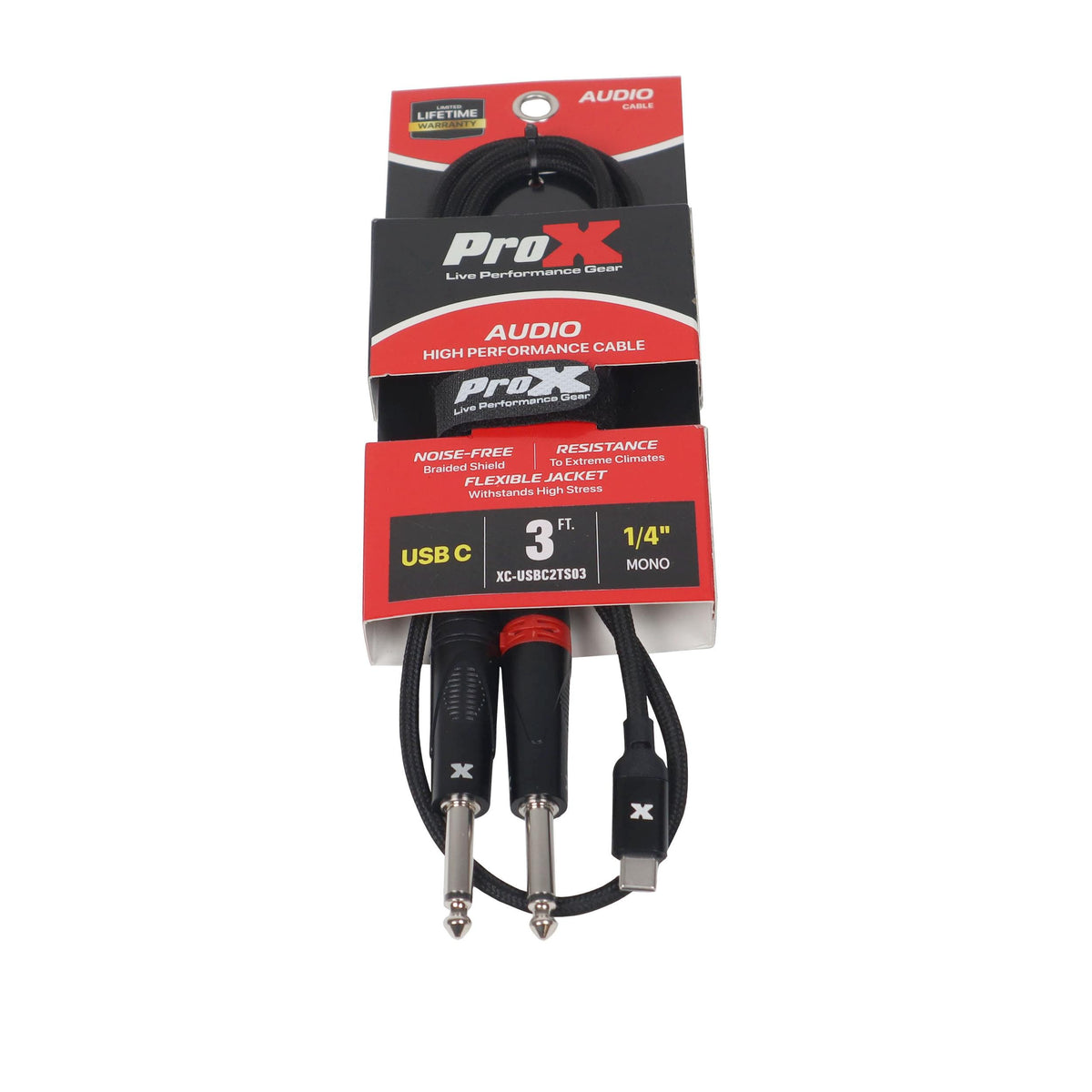 ProX 3FT USB-C to Dual 1/4" TS.