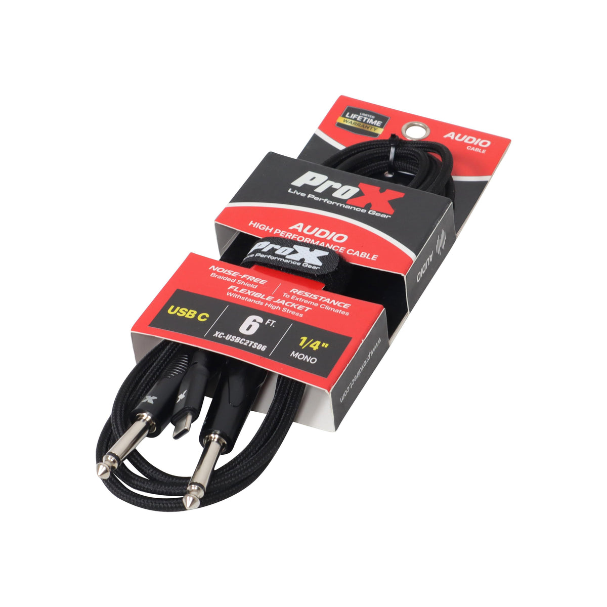ProX 6FT USB-C to Dual 1/4" TS.