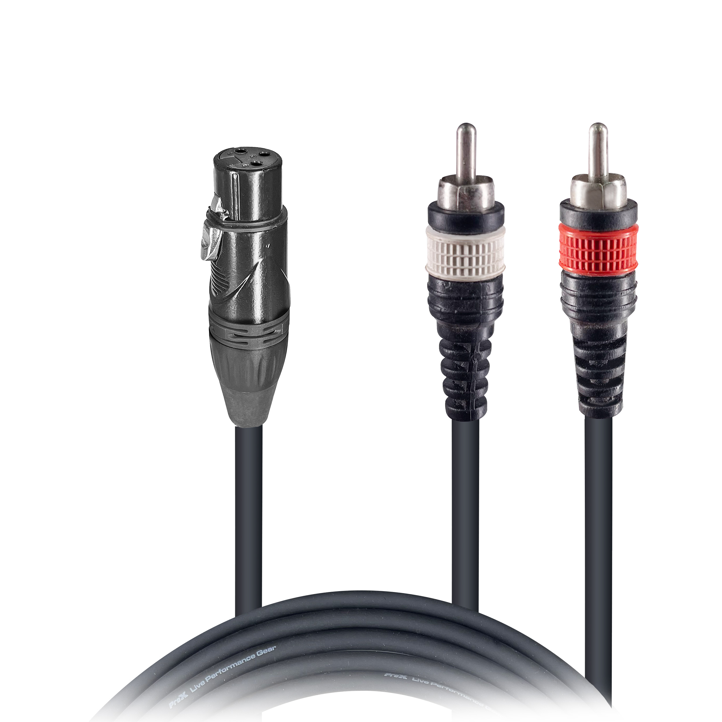 ProX 3' Ft Premium XLR Female to Dual RCA Splitter Duplicator Lead Y-Cable