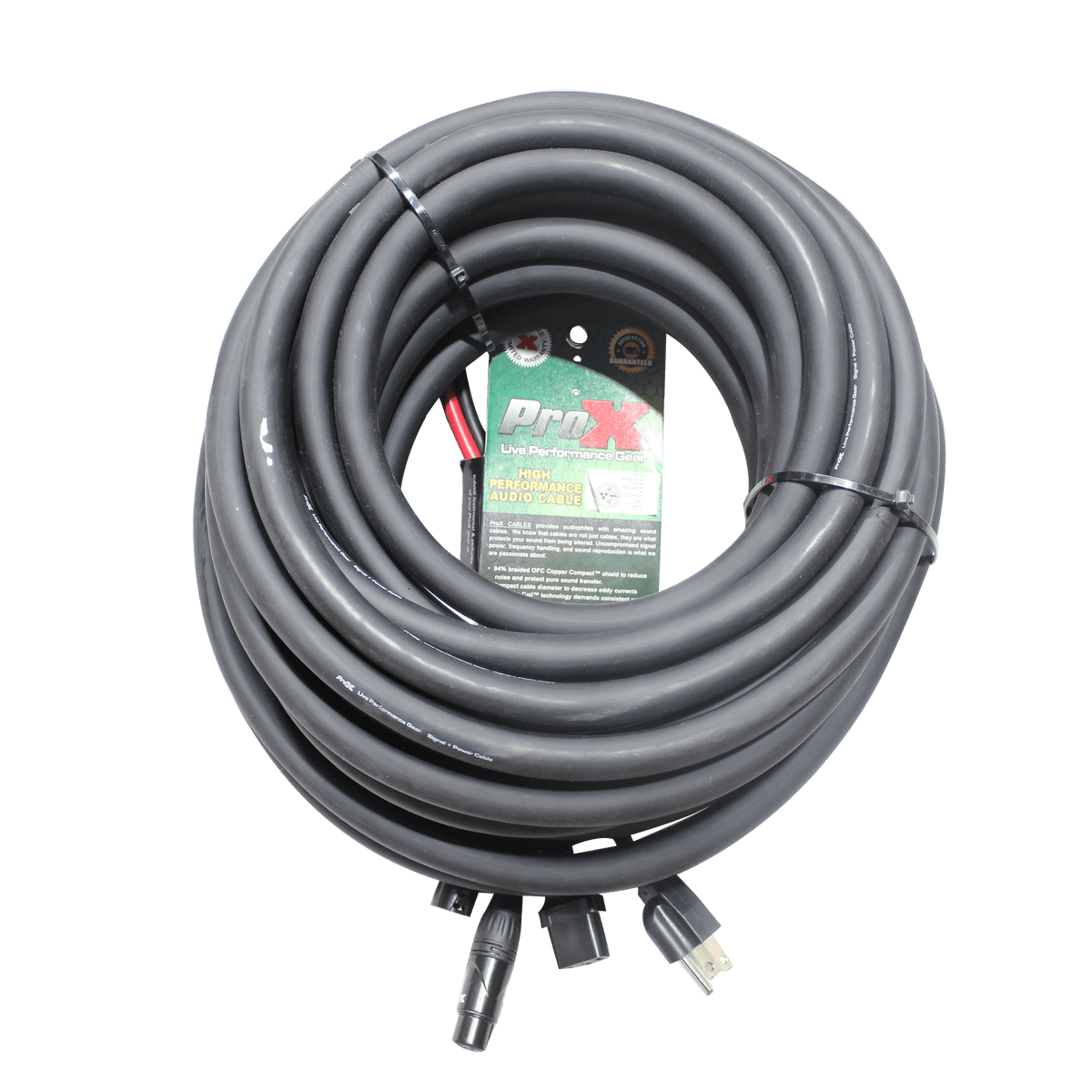 ProX 50 Ft. XLR Audio + Edison to IEC Power Cable for PA DJ Speakers.