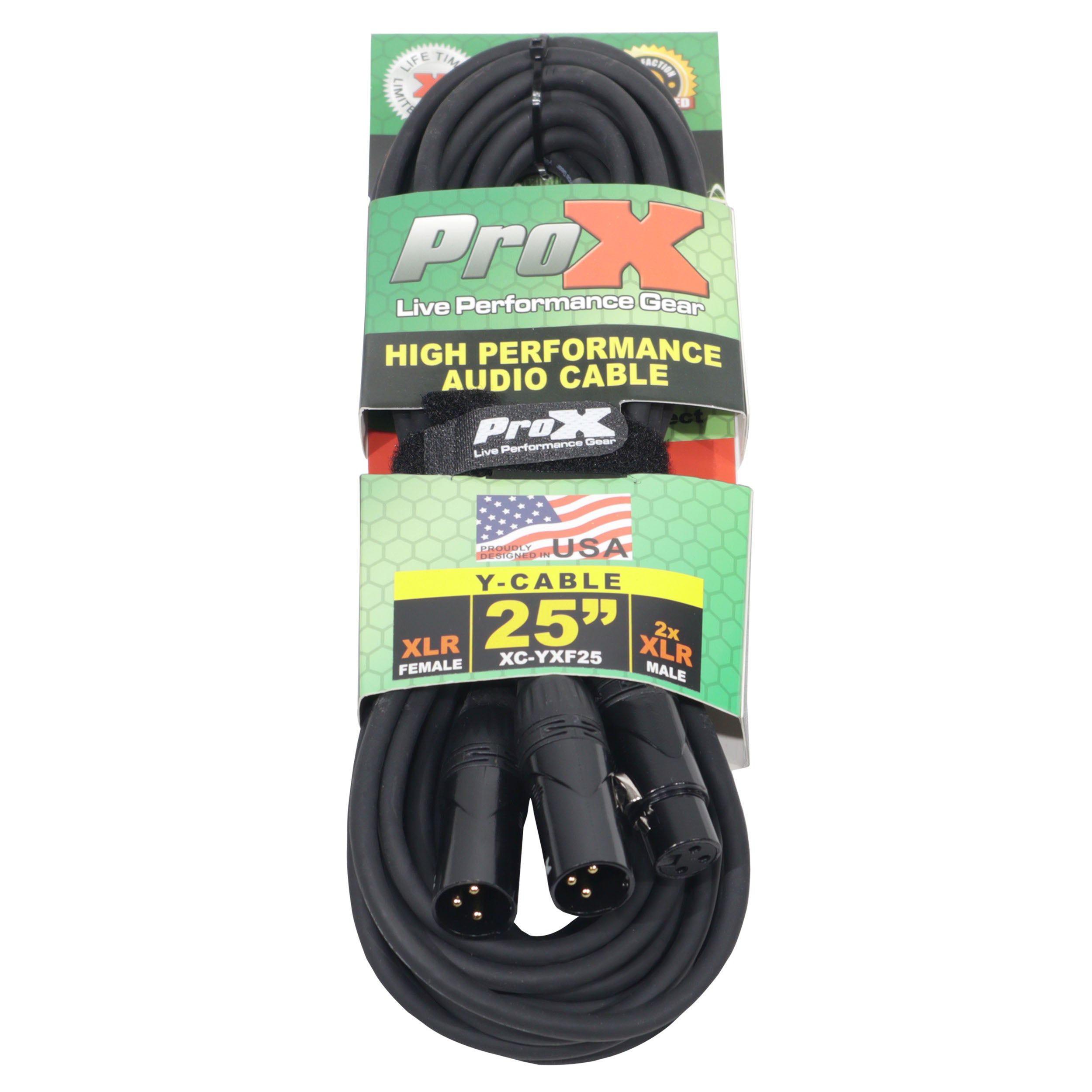 ProX 25' Ft High Performace Y-Cable XLR-F to Dual XLR-M Audio Cable