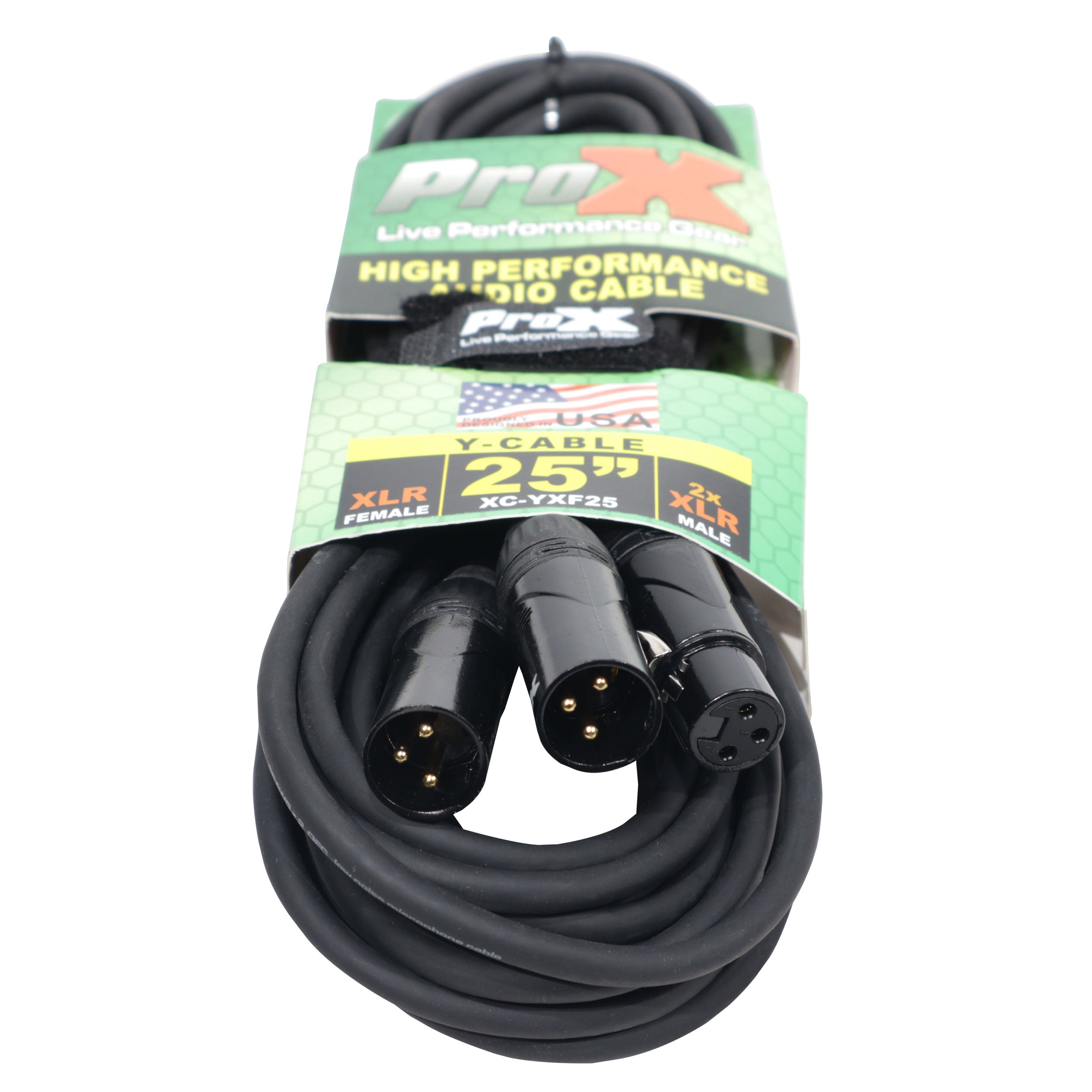 ProX 25' Ft High Performace Y-Cable XLR-F to Dual XLR-M Audio Cable
