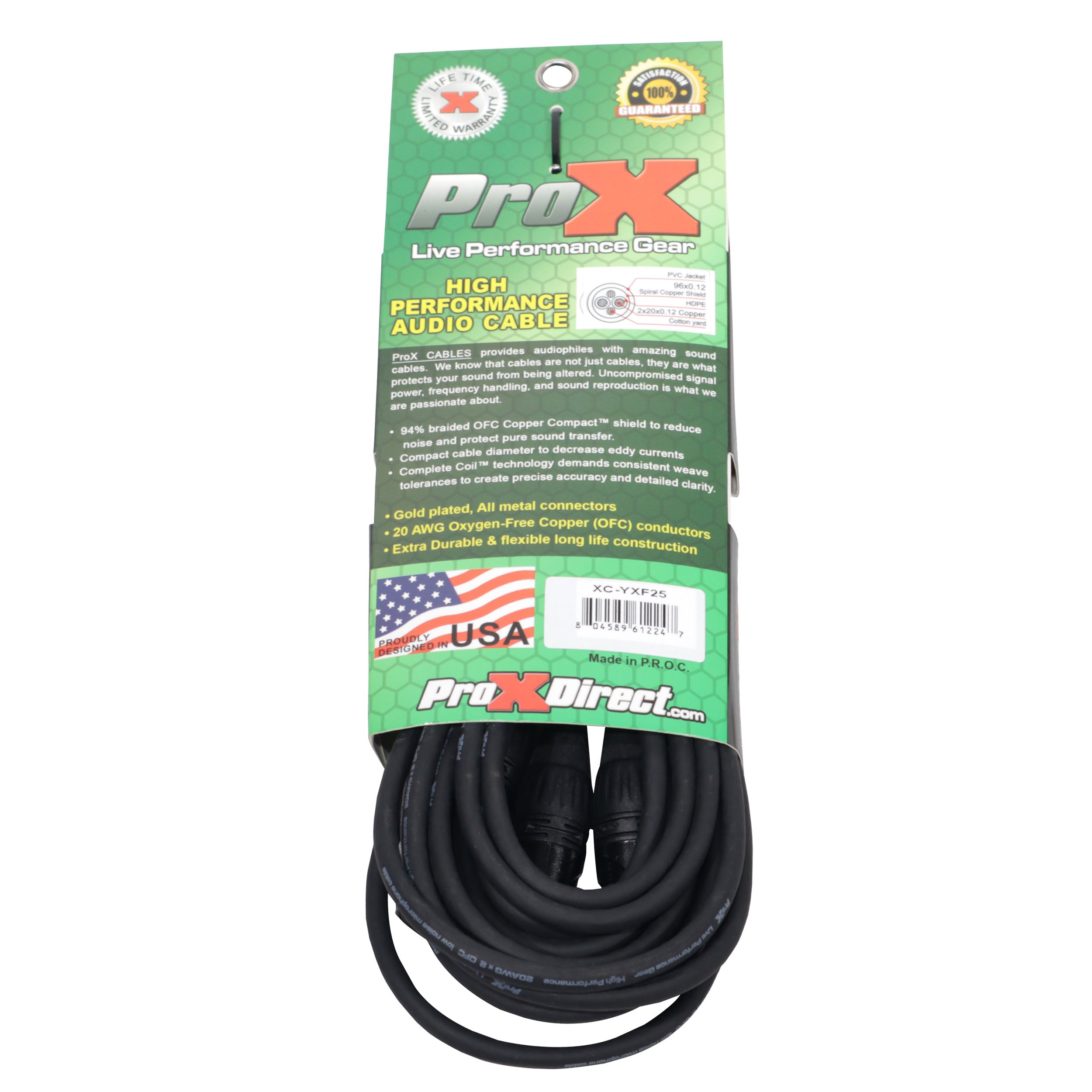 ProX 25' Ft High Performace Y-Cable XLR-F to Dual XLR-M Audio Cable