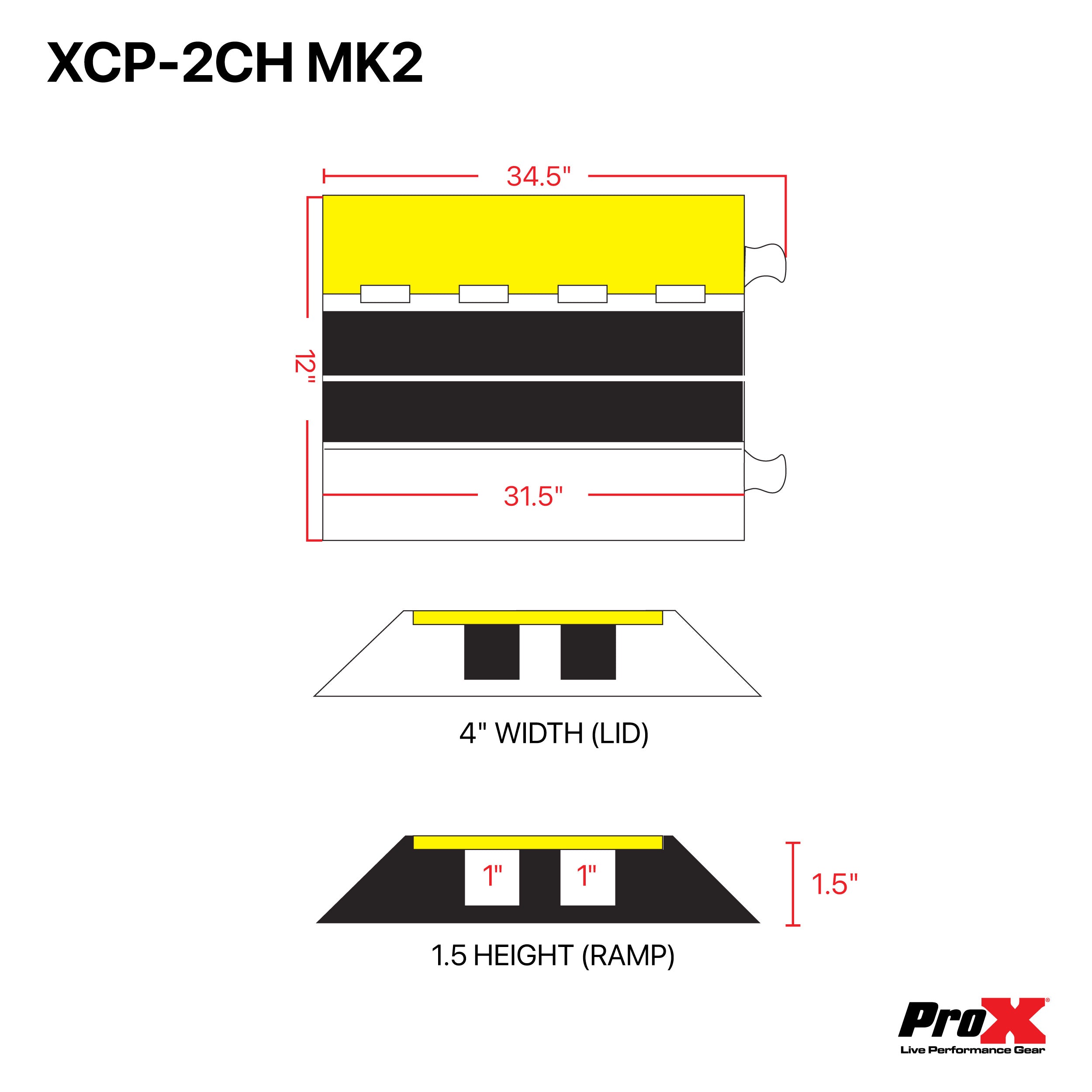 ProX 2-Channel Rubber Cable Protector Ramp Speed Bump Cover Indoor Outdoor – Supports up to 60 Tons