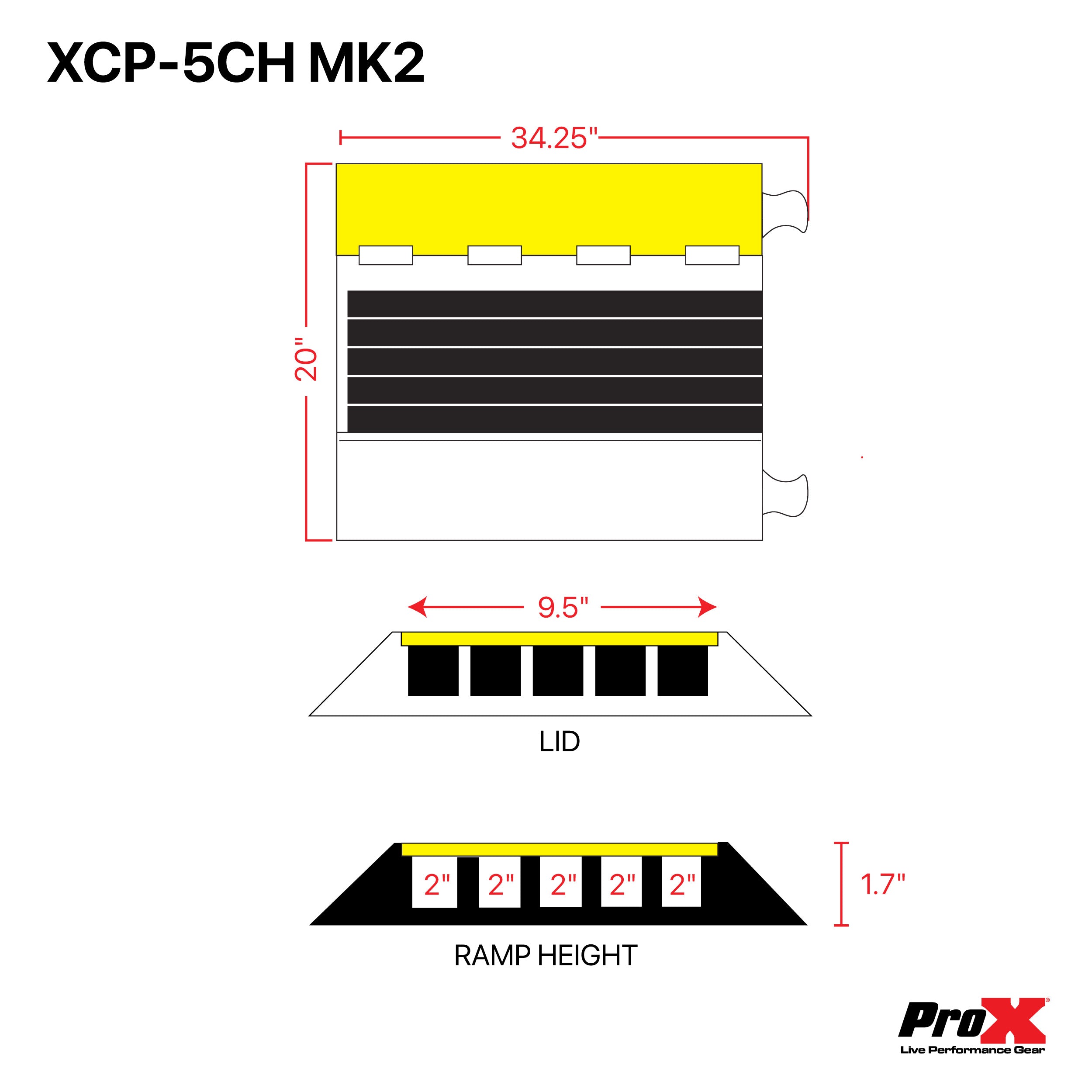 ProX 5-Channel Rubber Cable Protector Ramp Speed Bump Cover Indoor Outdoor – Supports up to 60 Tons