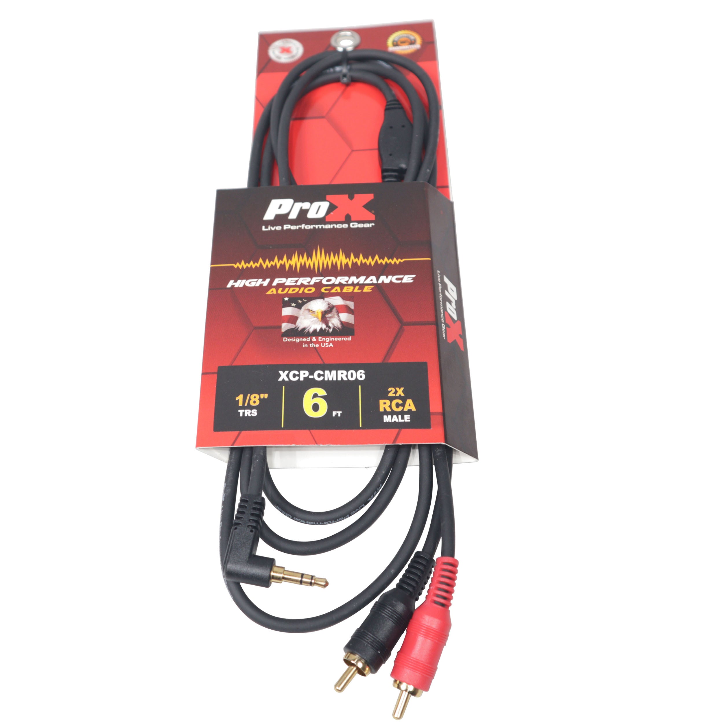 ProX 6 Ft.1/8" 3.5mm Mini TRS to Dual RCA Male Audio Cable
