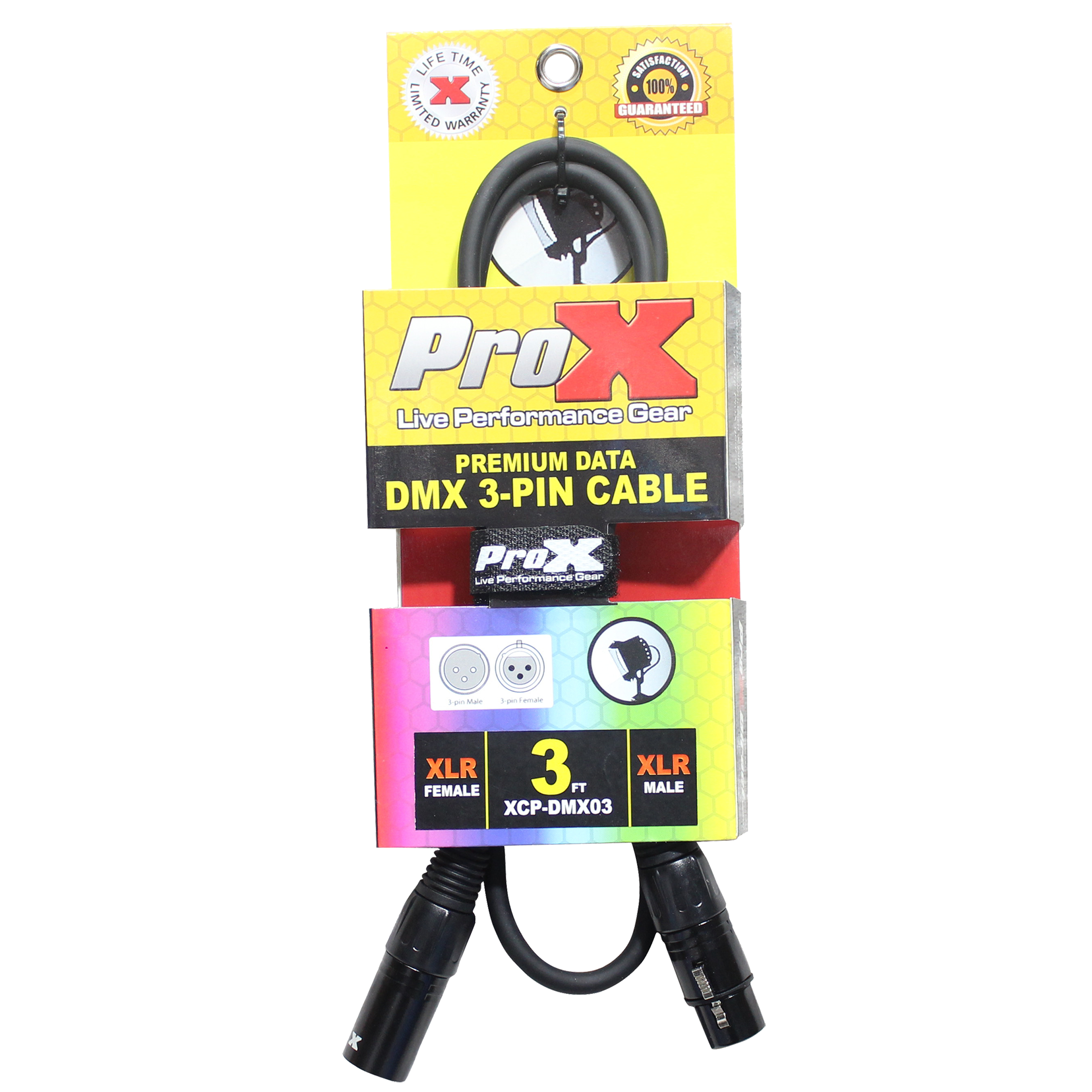 ProX 3 Ft. DMX XLR3-M to XLR3-F Premium Cable