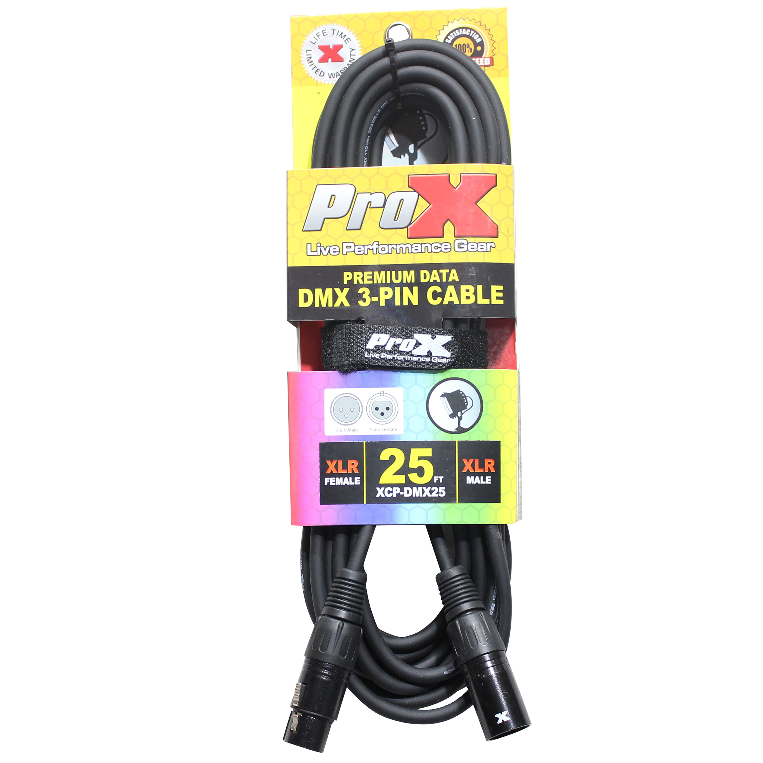 ProX 25 Ft. DMX XLR3-M to XLR3-F Premium Cable