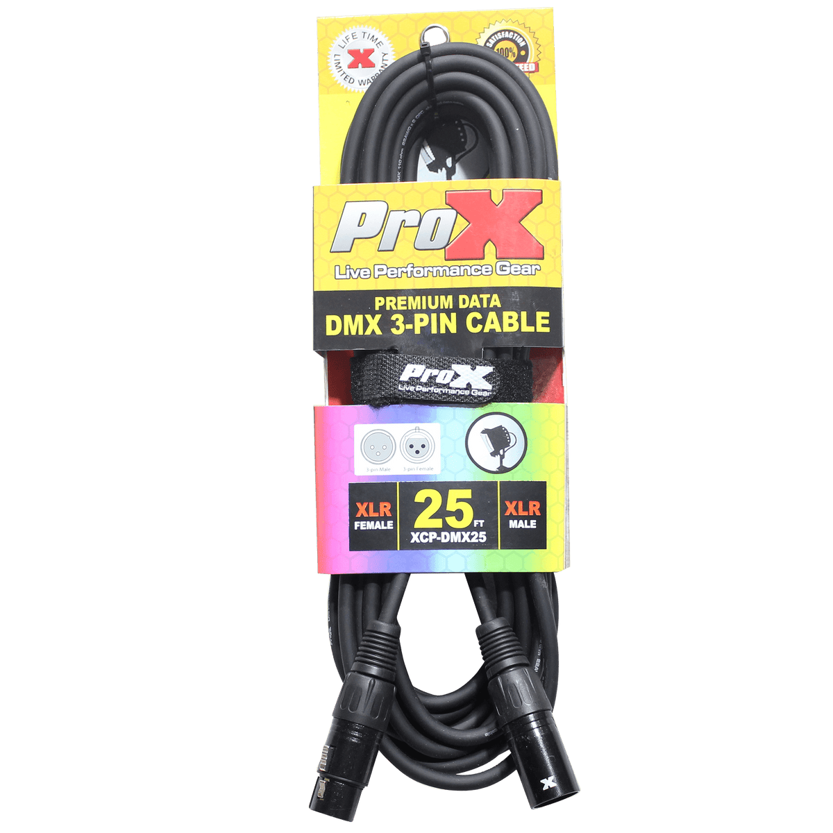 ProX 25 Ft. DMX XLR3-M to XLR3-F Premium Cable.