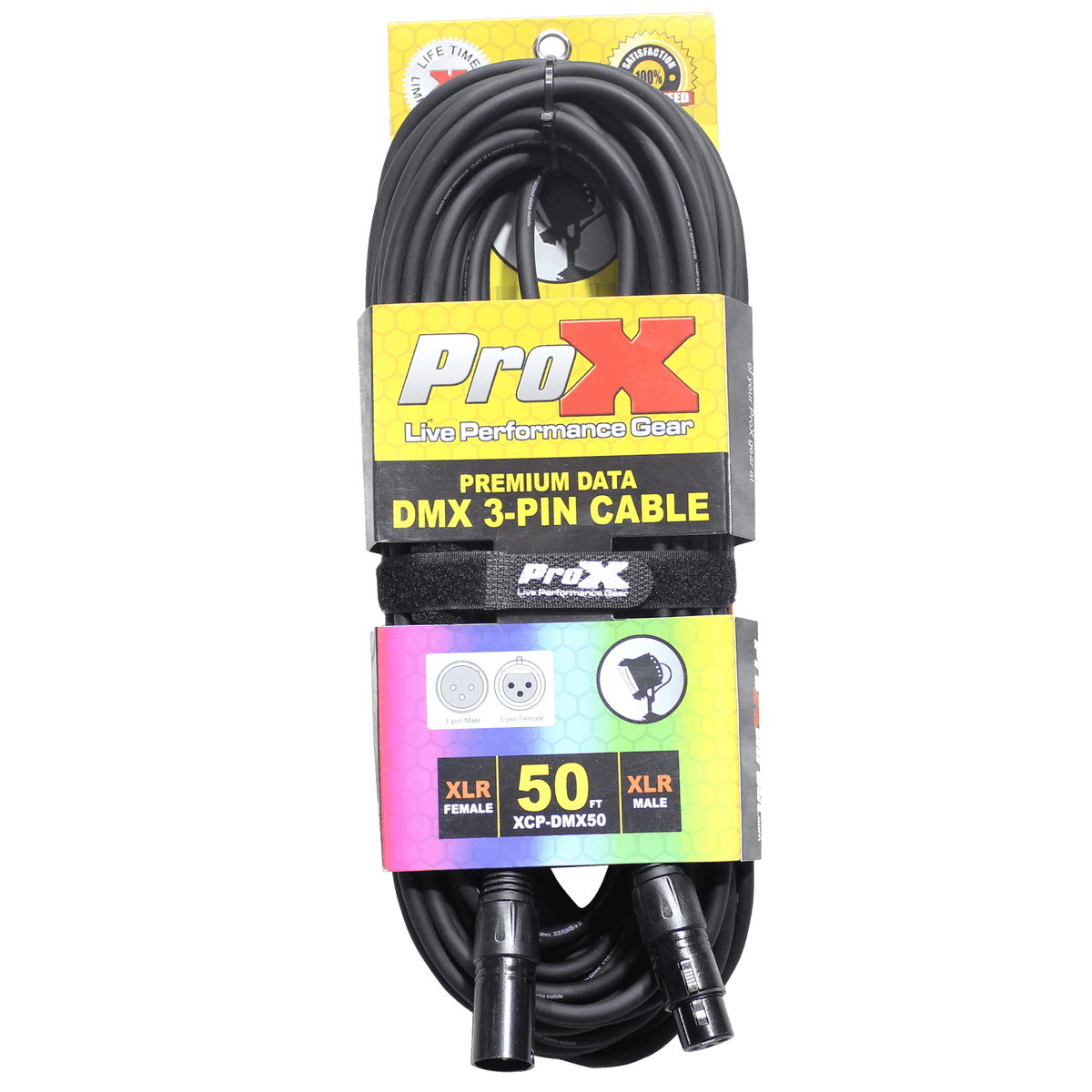 ProX 50 Ft. DMX XLR3-M to XLR3-F Premium Cable.
