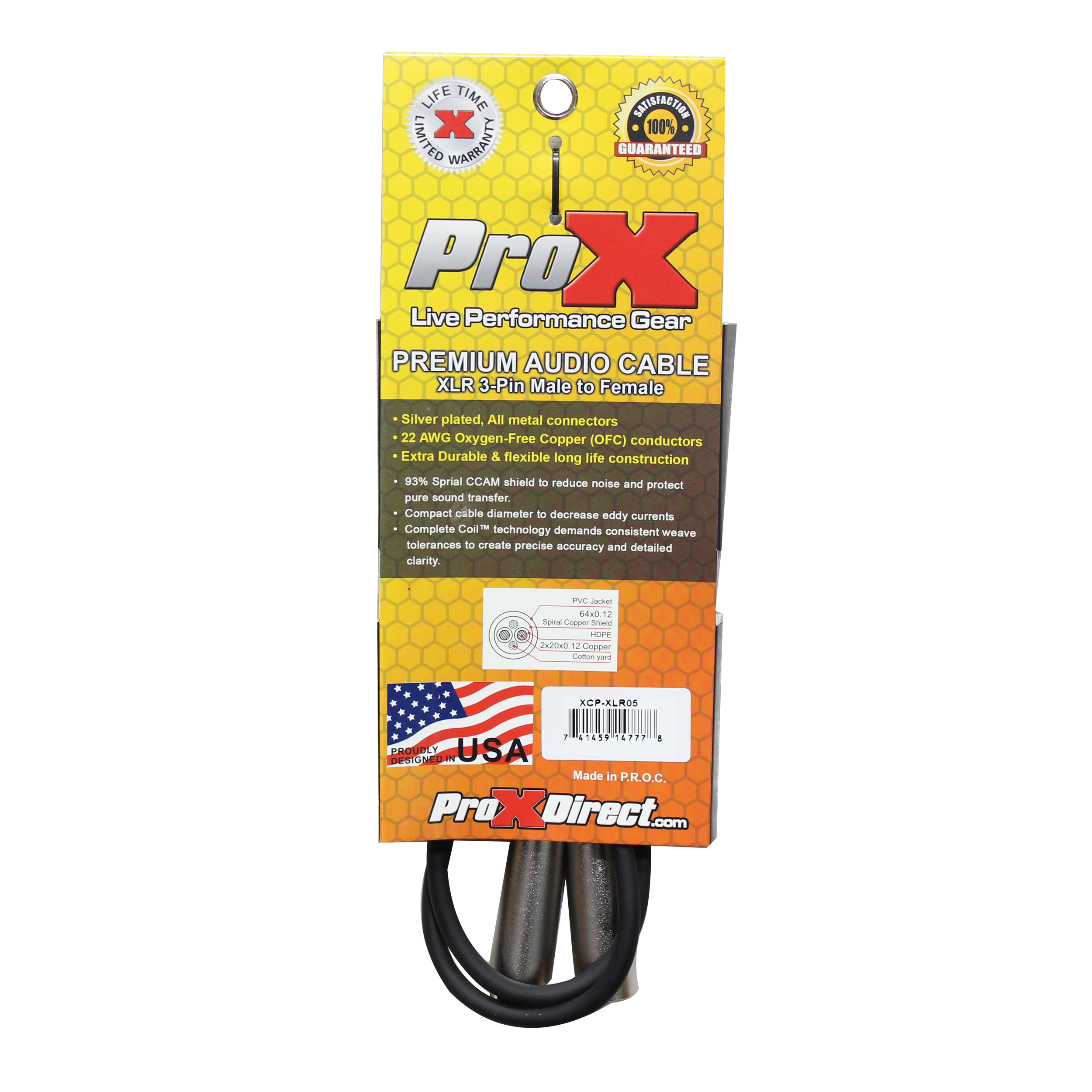 ProX 5 Ft. Balanced XLR3-F to XLR3-M Premium Audio Microphone Cable