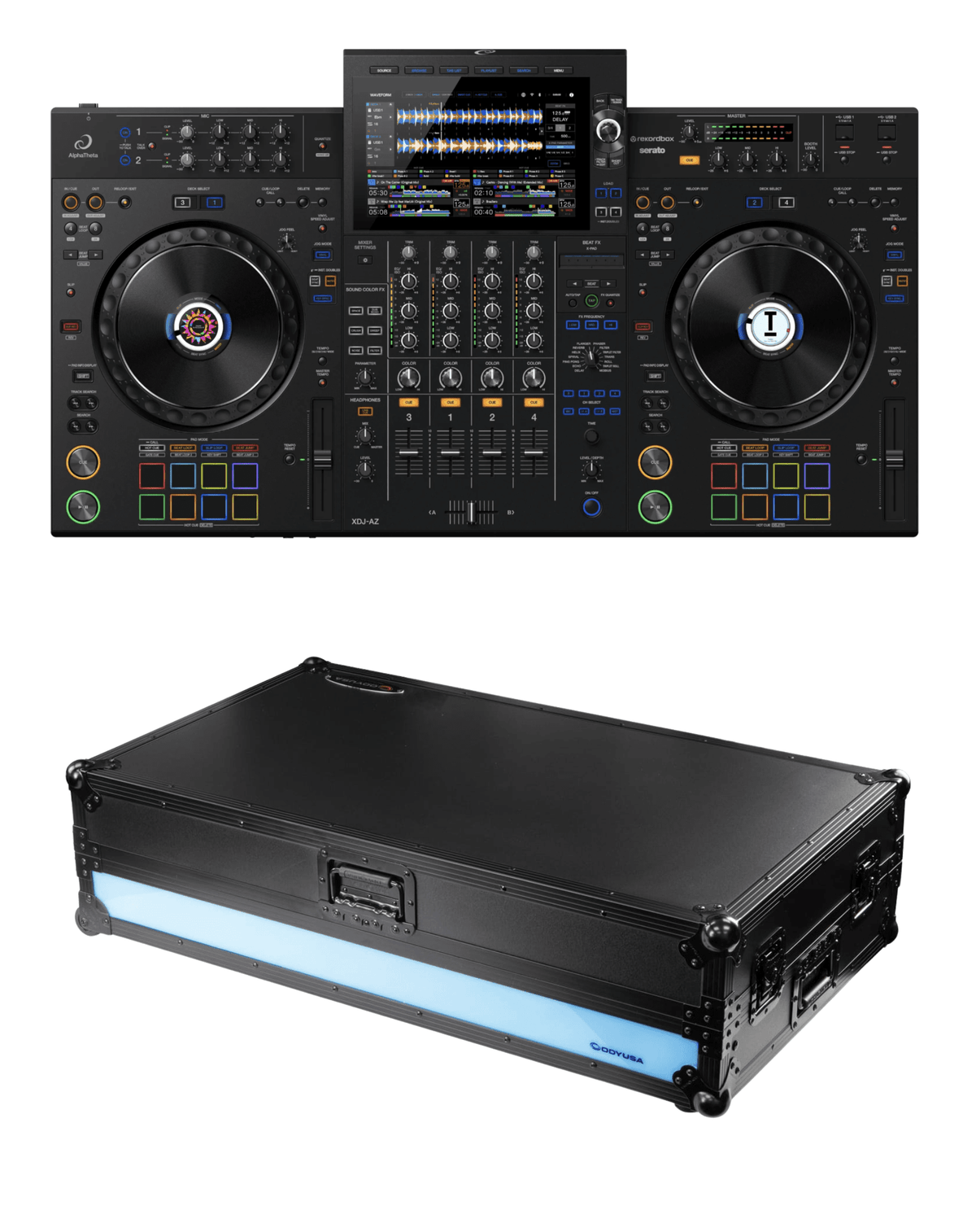 AlphaTheta XDJ-AZ + Odyssey FFXXDJAZCW1 Case Bundle.