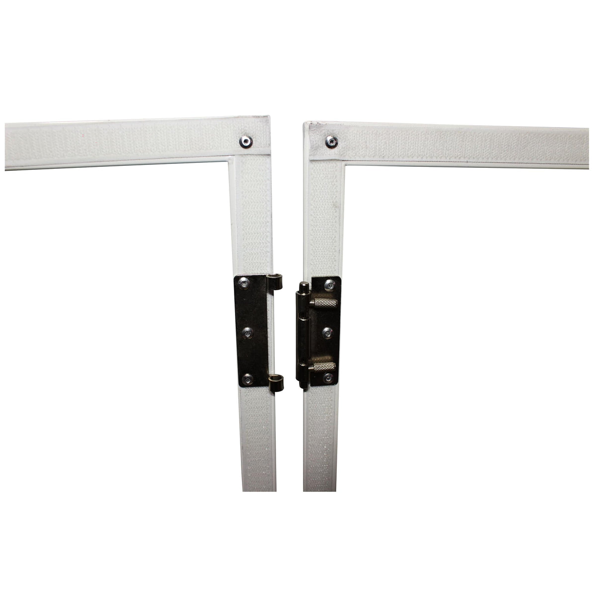 ProX Four Panel Wedding White Frame Collapse and Go DJ Facade, Two Side corner Shelves, Carry Bag, 4xBlack and 4xWhite Scrims.