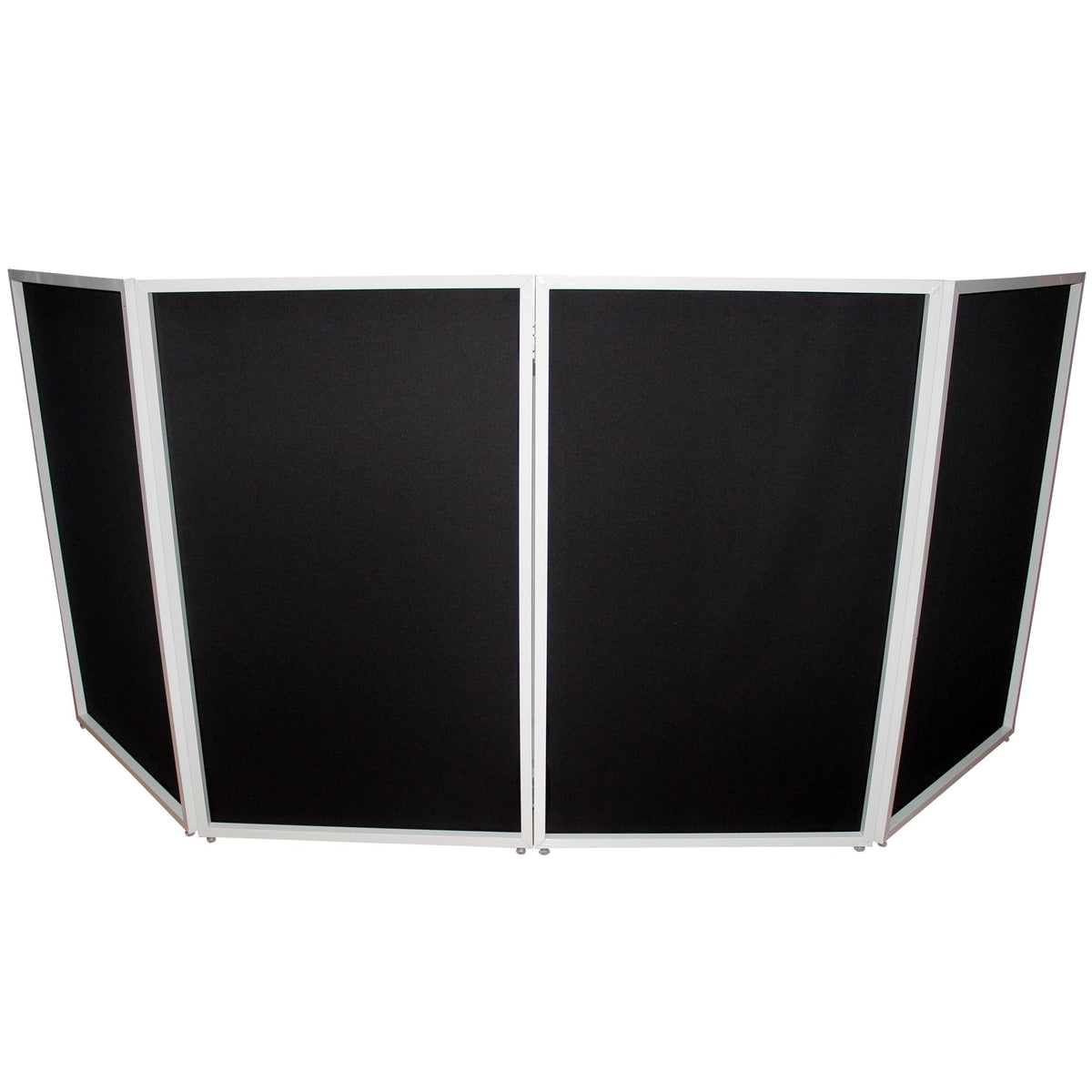 ProX Four Panel Wedding White Frame Collapse and Go DJ Facade, Two Side corner Shelves, Carry Bag, 4xBlack and 4xWhite Scrims.