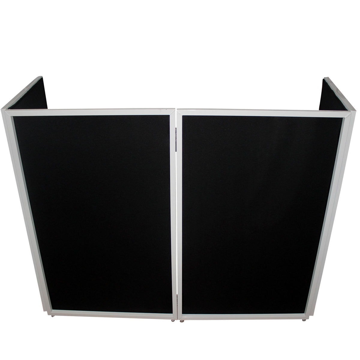 ProX Four Panel Wedding White Frame Collapse and Go DJ Facade, Two Side corner Shelves, Carry Bag, 4xBlack and 4xWhite Scrims.