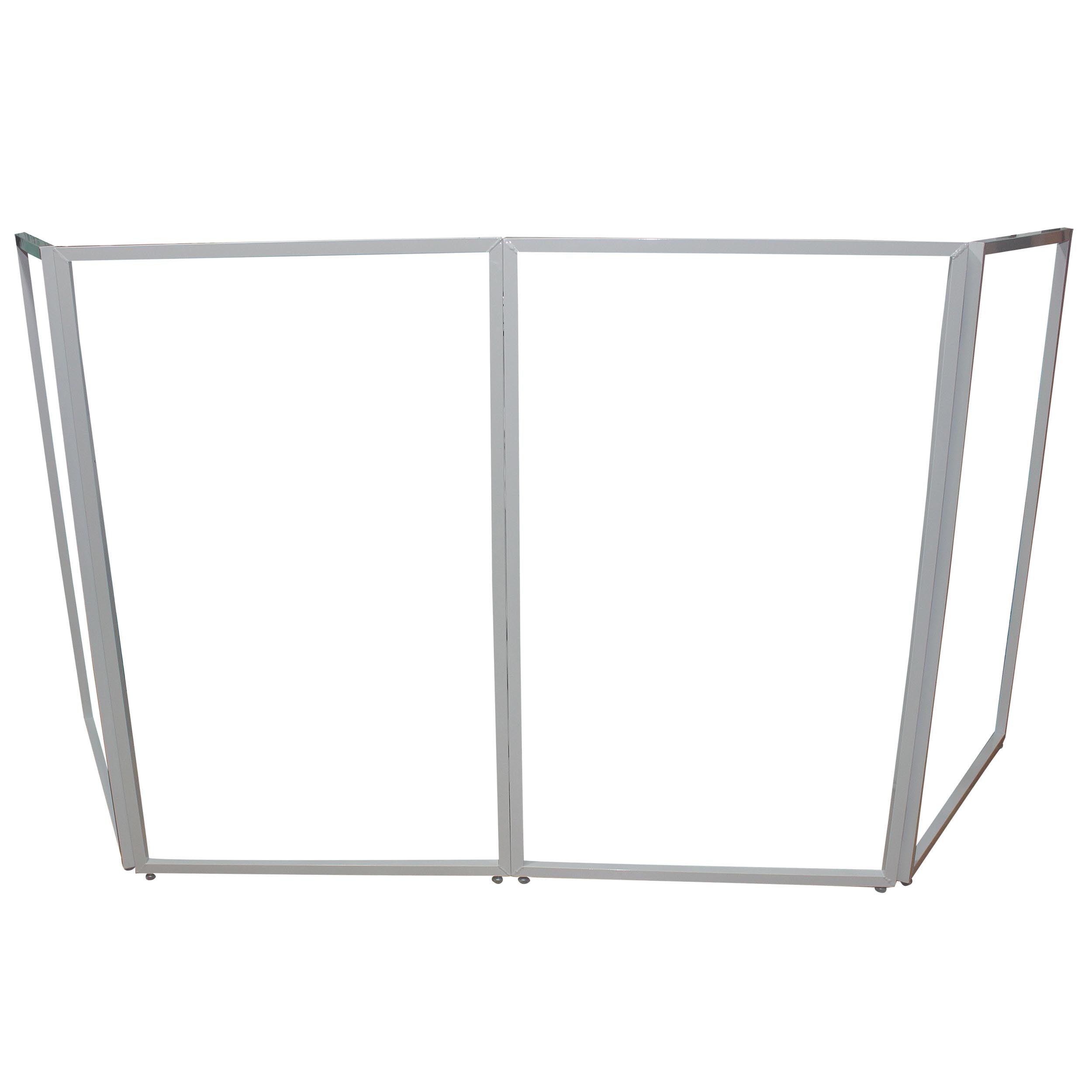 ProX Four Panel Wedding White Frame Collapse and Go DJ Facade, Two Side corner Shelves, Carry Bag, 4xBlack and 4xWhite Scrims