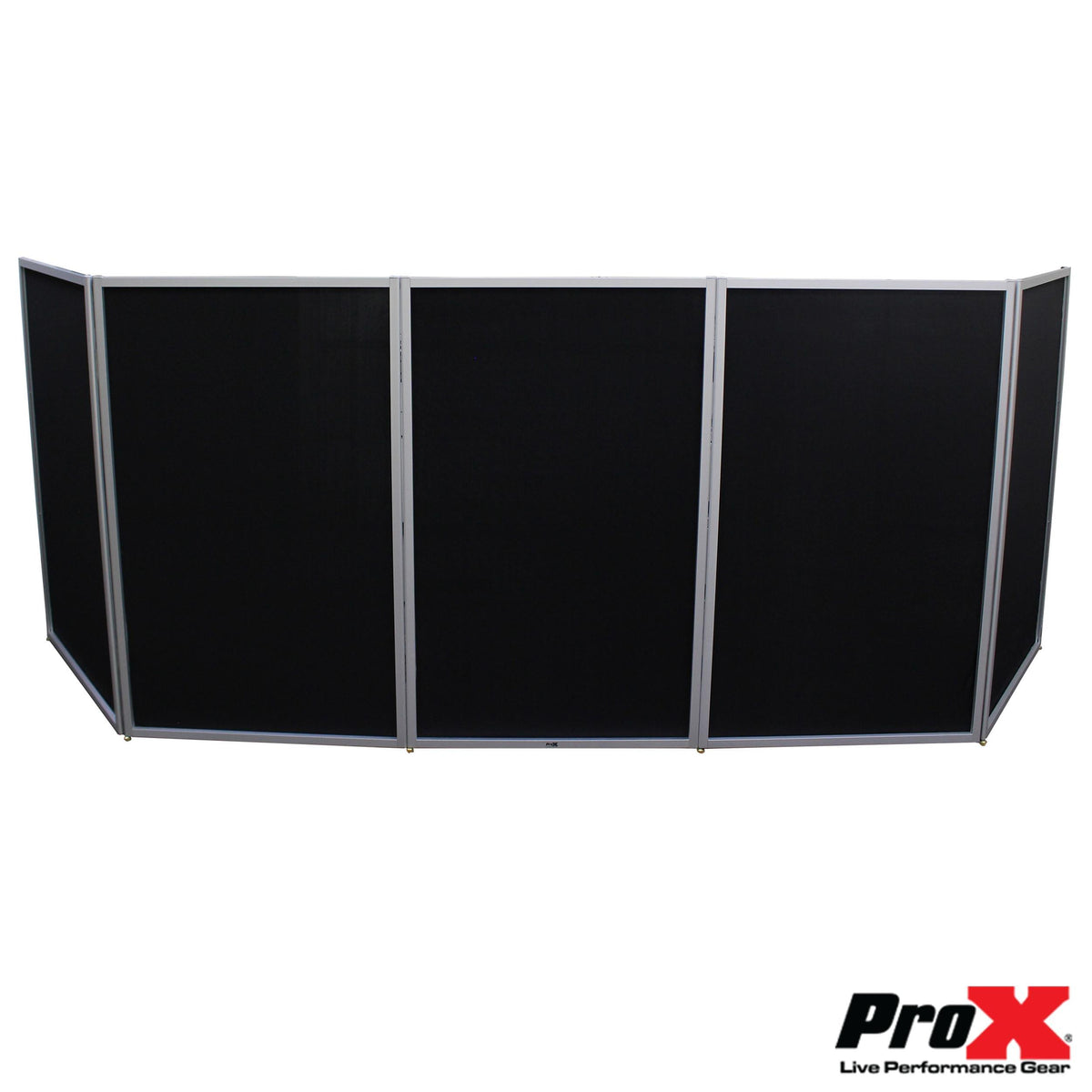 ProX 5 Panel Silver Frame DJ Facade W/ Stainless Quick Release 180 Deg Hinges.