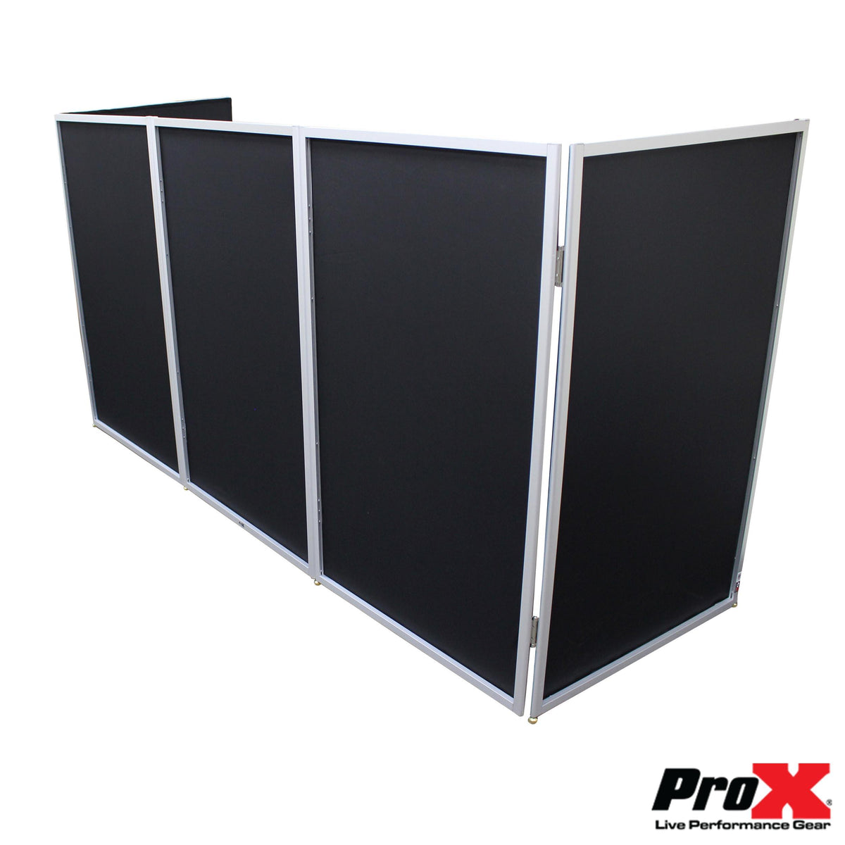 ProX 5 Panel Silver Frame DJ Facade W/ Stainless Quick Release 180 Deg Hinges.