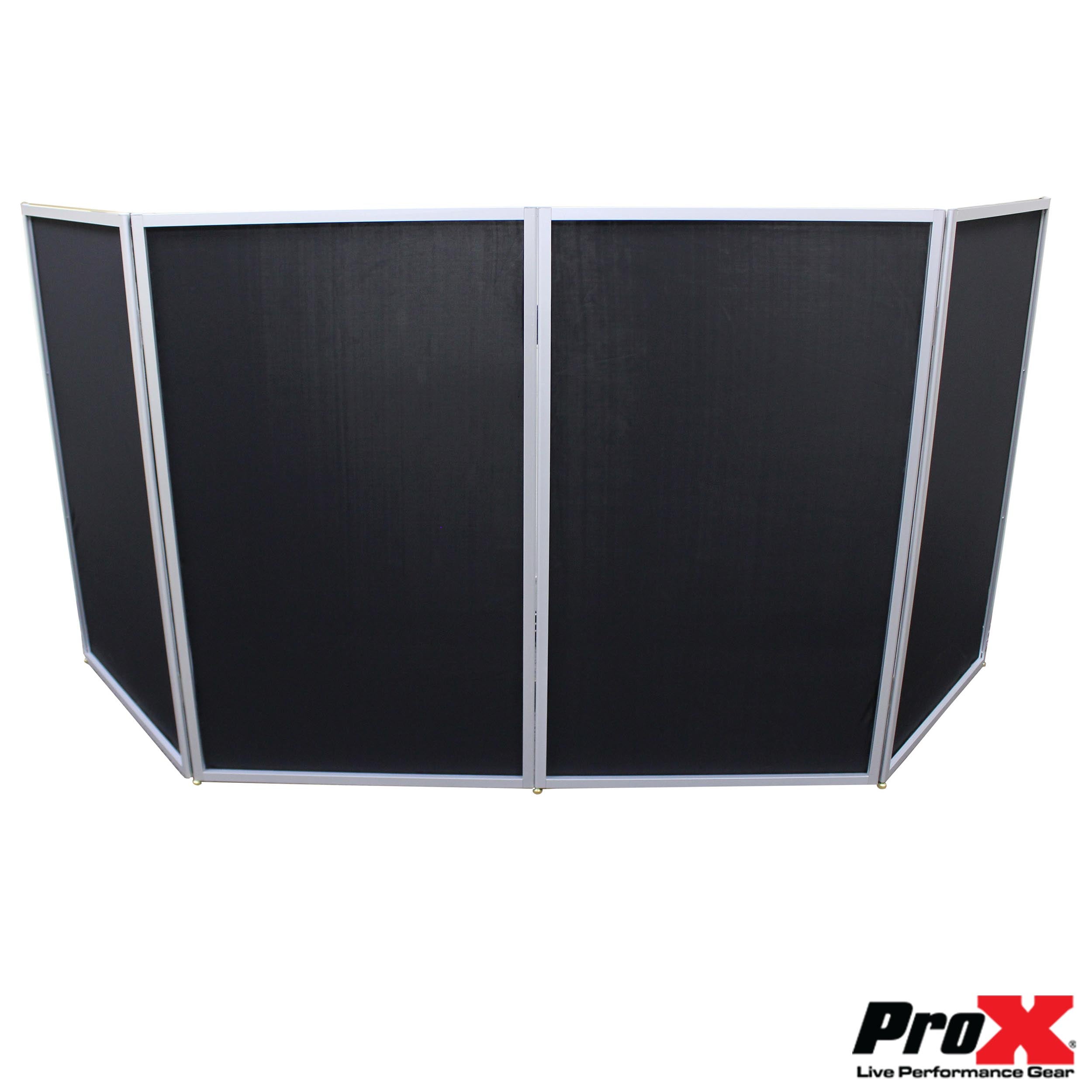 ProX 5 Panel Silver Frame DJ Facade W/ Stainless Quick Release 180 Deg Hinges
