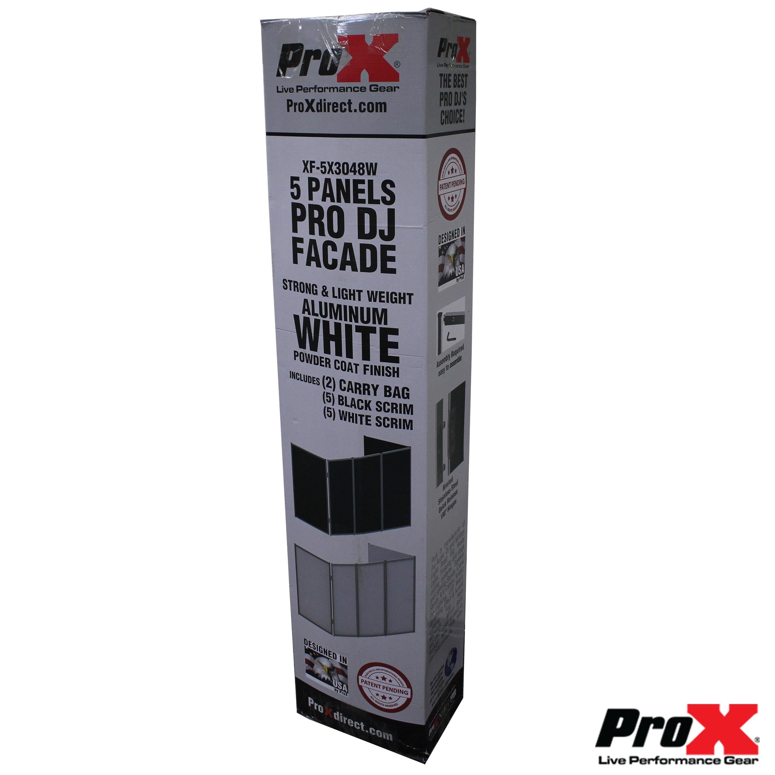 ProX 5 Panel - White Frame DJ Facade W-SS Quick Release 180° Hinges