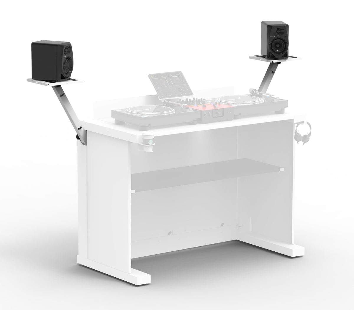 ProX White Pair of Audio Monitor DJ Lighting Side Mounting Stand for B3 DJ Table Workstation by Humpter.