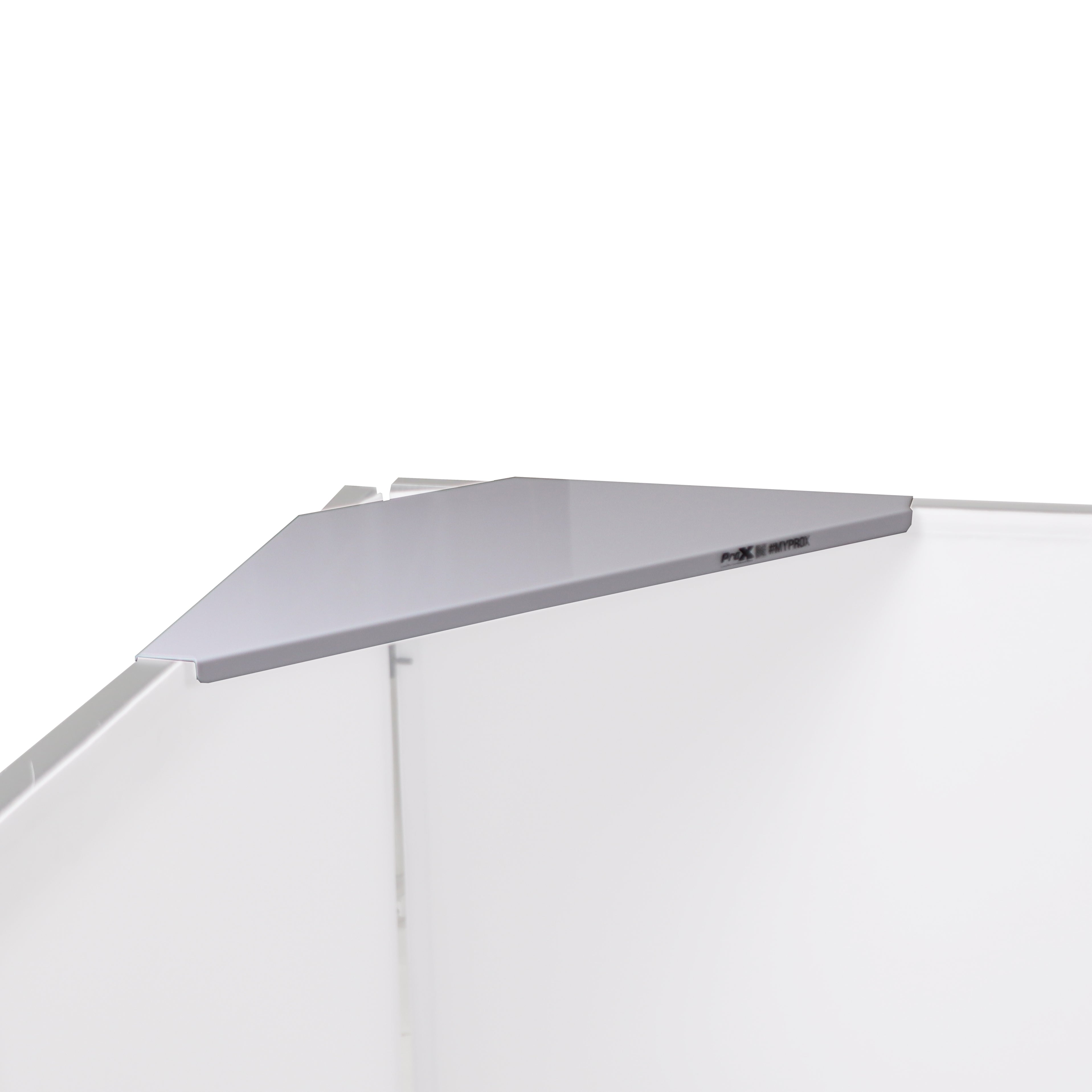 ProX Four Panel Wedding White Frame Collapse and Go DJ Facade, Two Side corner Shelves, Carry Bag, 4xBlack and 4xWhite Scrims