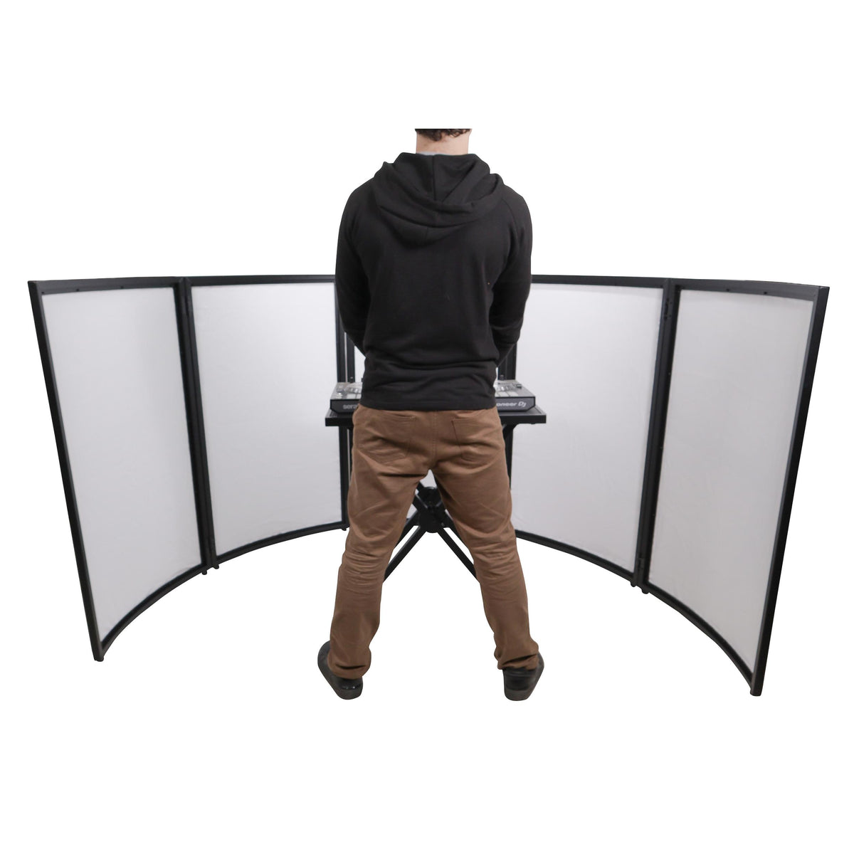ProX LUNA DJ Facade 5 Panel Curved with Black White Scrim Kit Black Hardware.