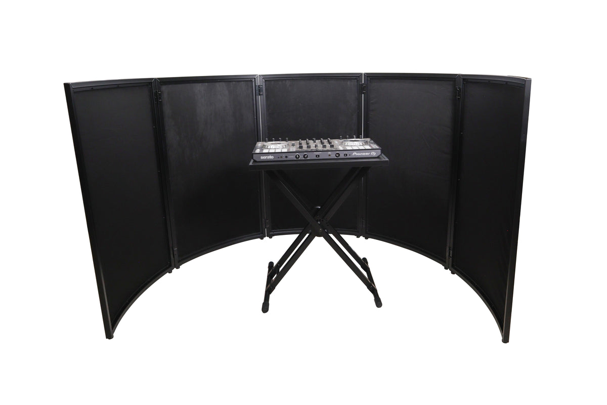 ProX LUNA DJ Facade 5 Panel Curved with Black White Scrim Kit Black Hardware.