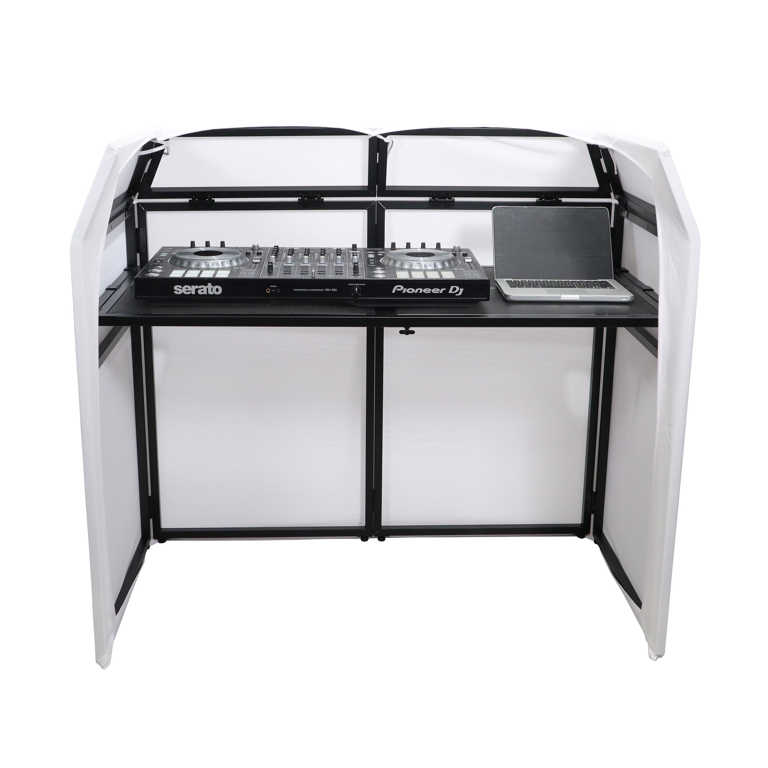ProX Mesa MK2 DJ Facade Table Station Includes White & Black Scrims and Padded Carry Bag