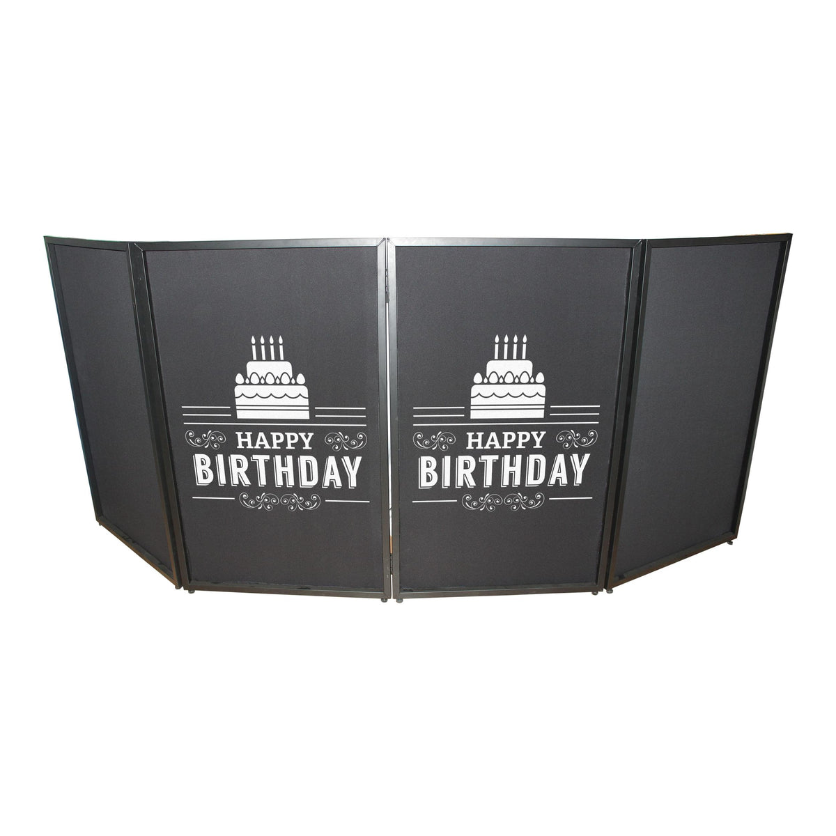 ProX Happy Birthday Facade Enhancement Scrim - White Print on Black | Set of Two.