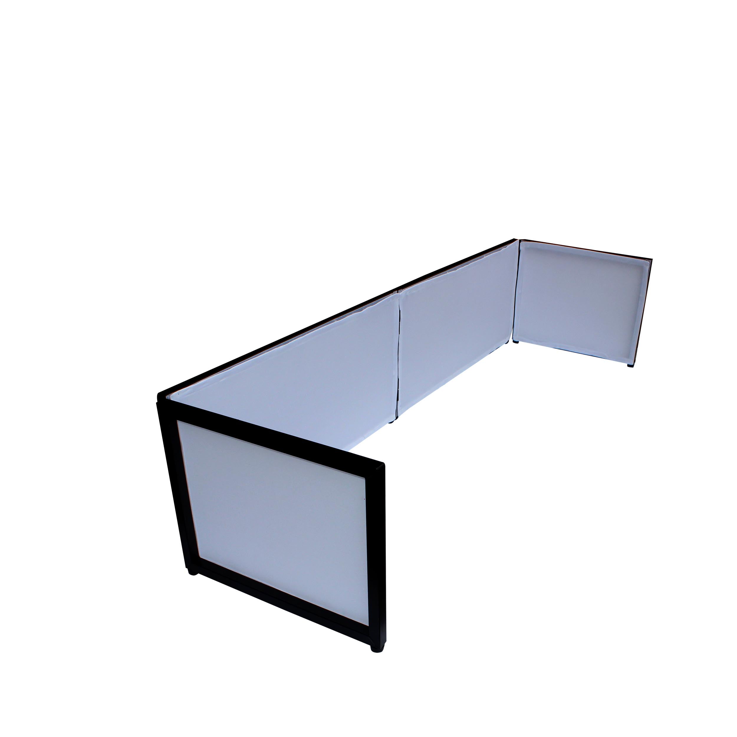 ProX Black Frame 6 Ft foldable 4 Panel Tabletop DJ Facade Front Board booth with Black and White Scrims and poratble bag