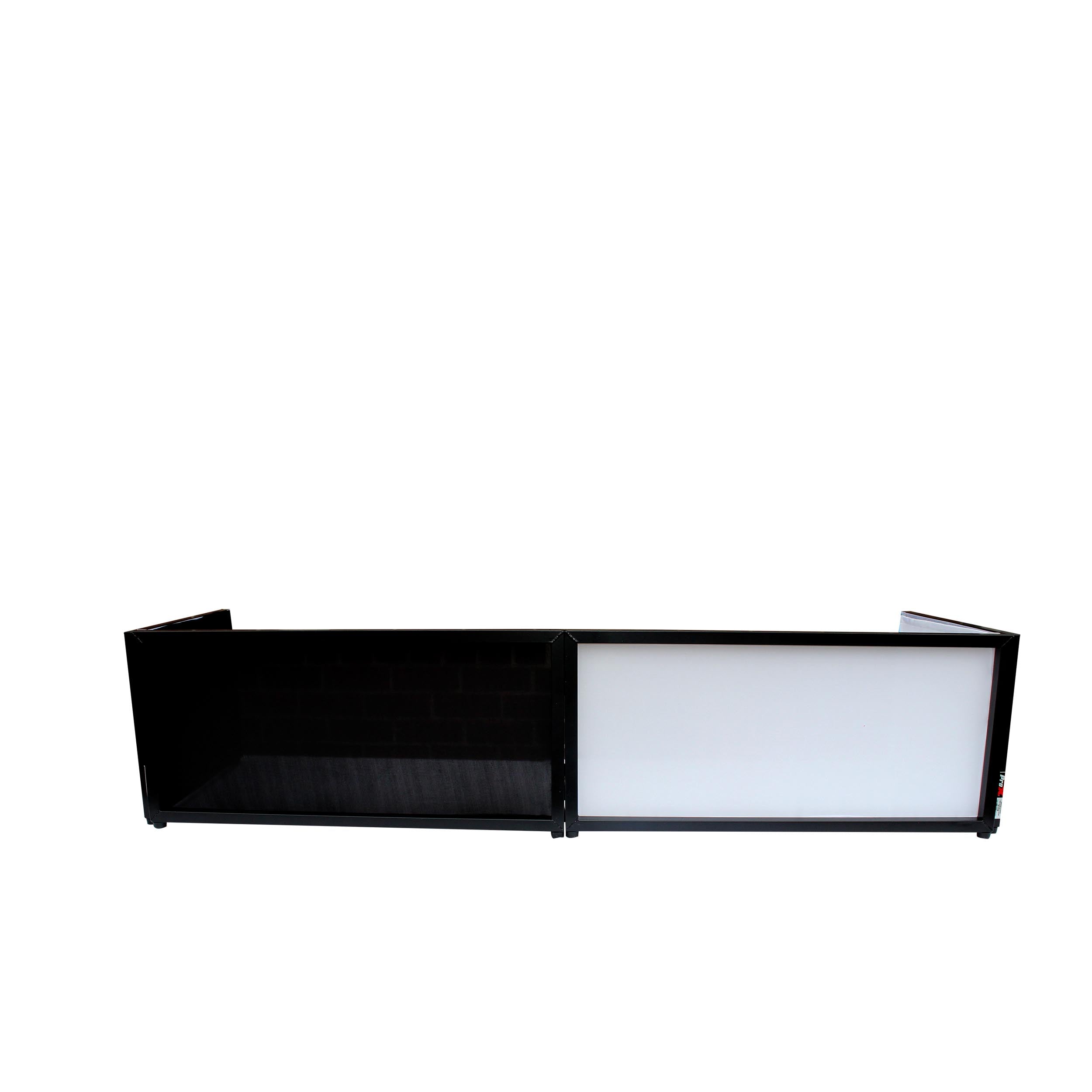 ProX Black Frame 6 Ft foldable 4 Panel Tabletop DJ Facade Front Board booth with Black and White Scrims and poratble bag