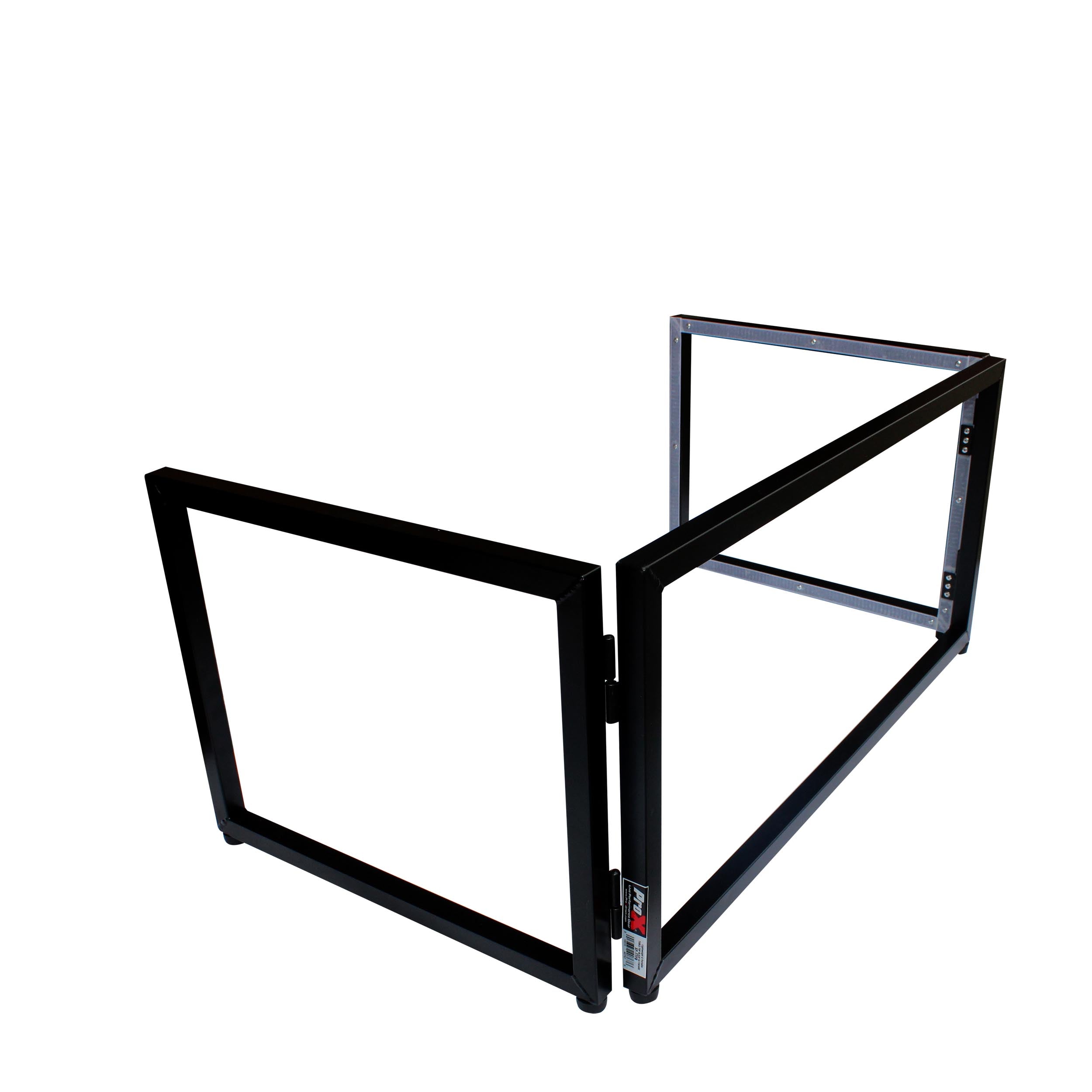 ProX Black Frame 6 Ft foldable 4 Panel Tabletop DJ Facade Front Board booth with Black and White Scrims and poratble bag