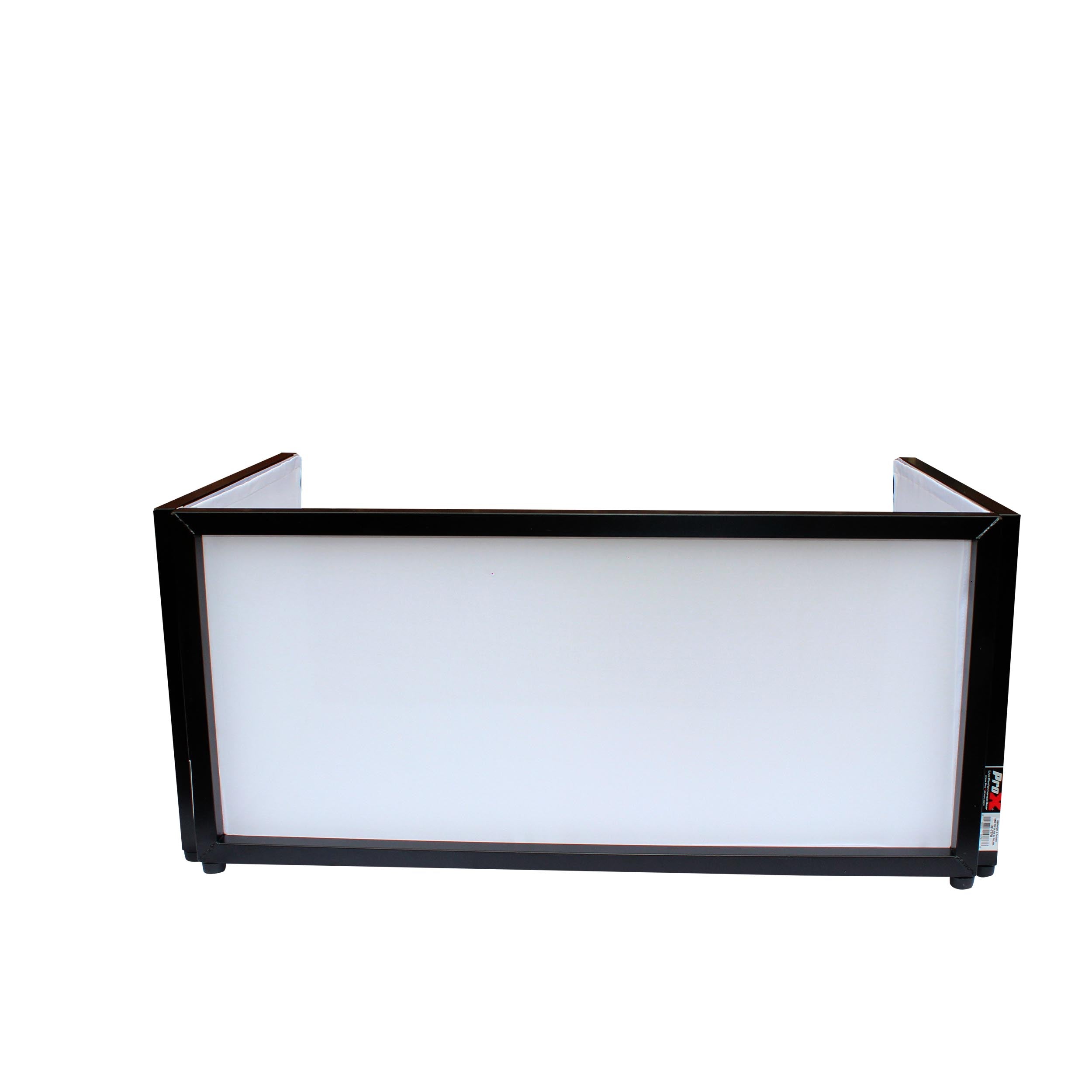 ProX Black Frame 6 Ft foldable 4 Panel Tabletop DJ Facade Front Board booth with Black and White Scrims and poratble bag