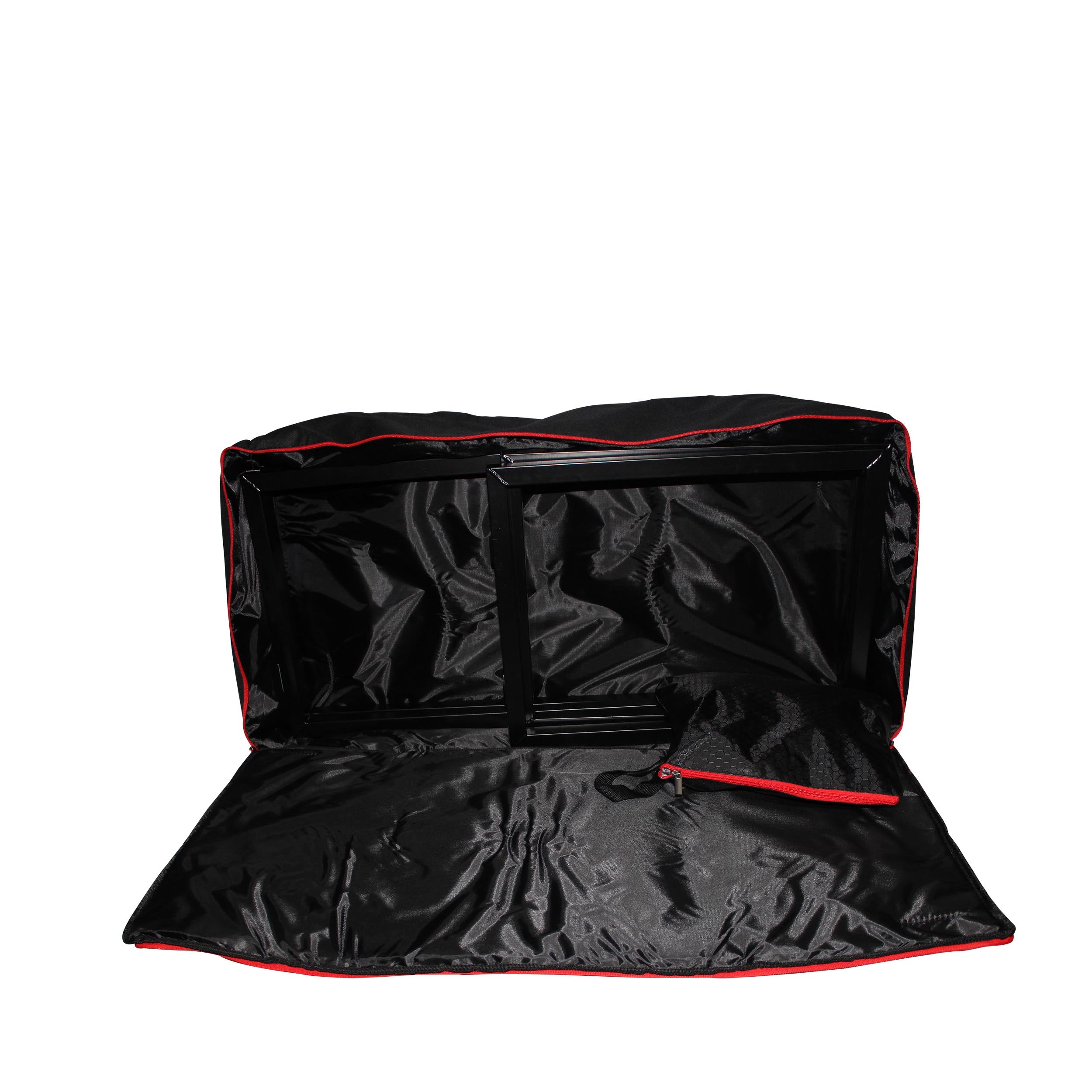 ProX Black Frame 6 Ft foldable 4 Panel Tabletop DJ Facade Front Board booth with Black and White Scrims and poratble bag