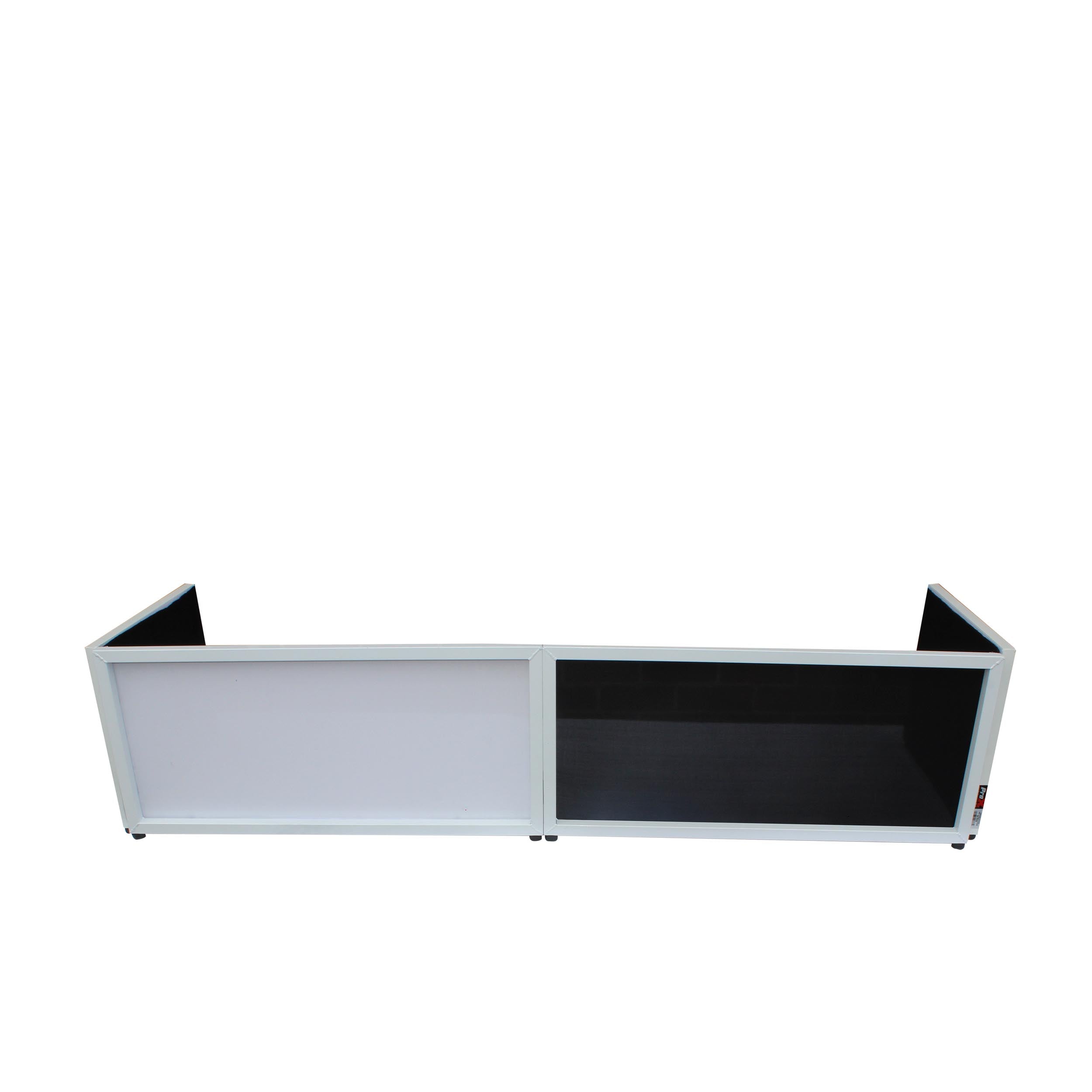 ProX White Frame 6 Ft foldable 4 Panel Tabletop DJ Facade Front Board booth with Black and White Scrims and poratble bag