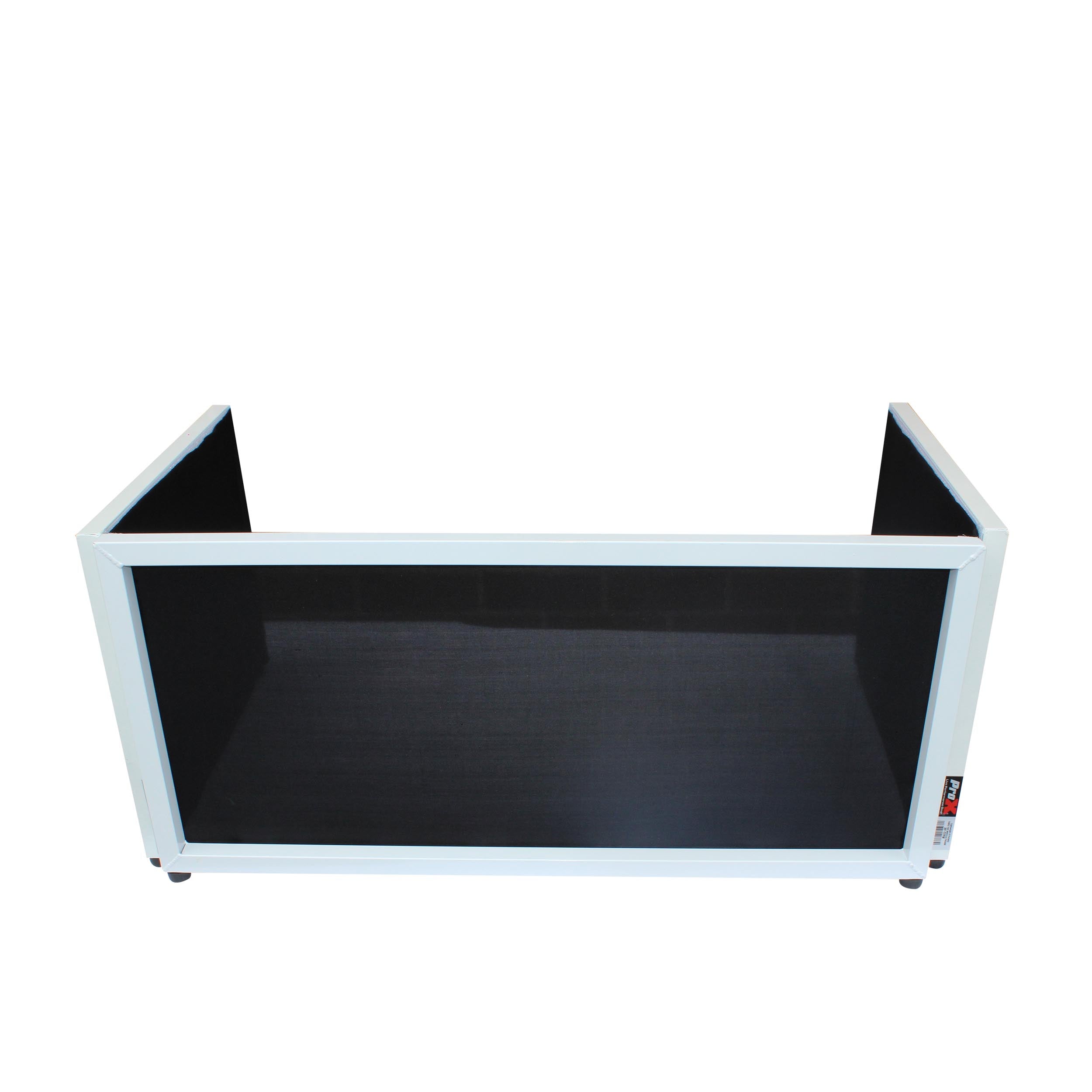 ProX White Frame 6 Ft foldable 4 Panel Tabletop DJ Facade Front Board booth with Black and White Scrims and poratble bag