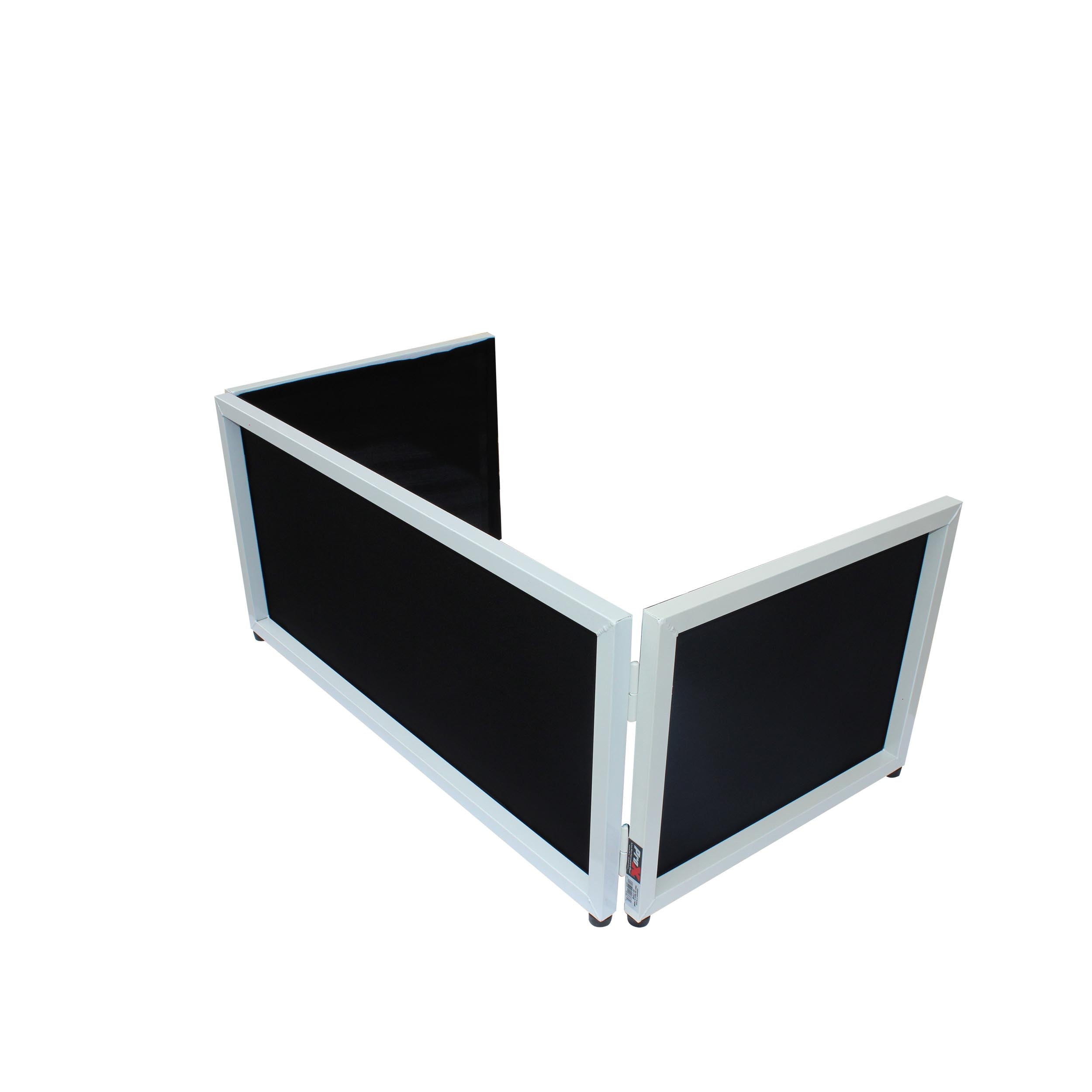 ProX White Frame 6 Ft foldable 4 Panel Tabletop DJ Facade Front Board booth with Black and White Scrims and poratble bag