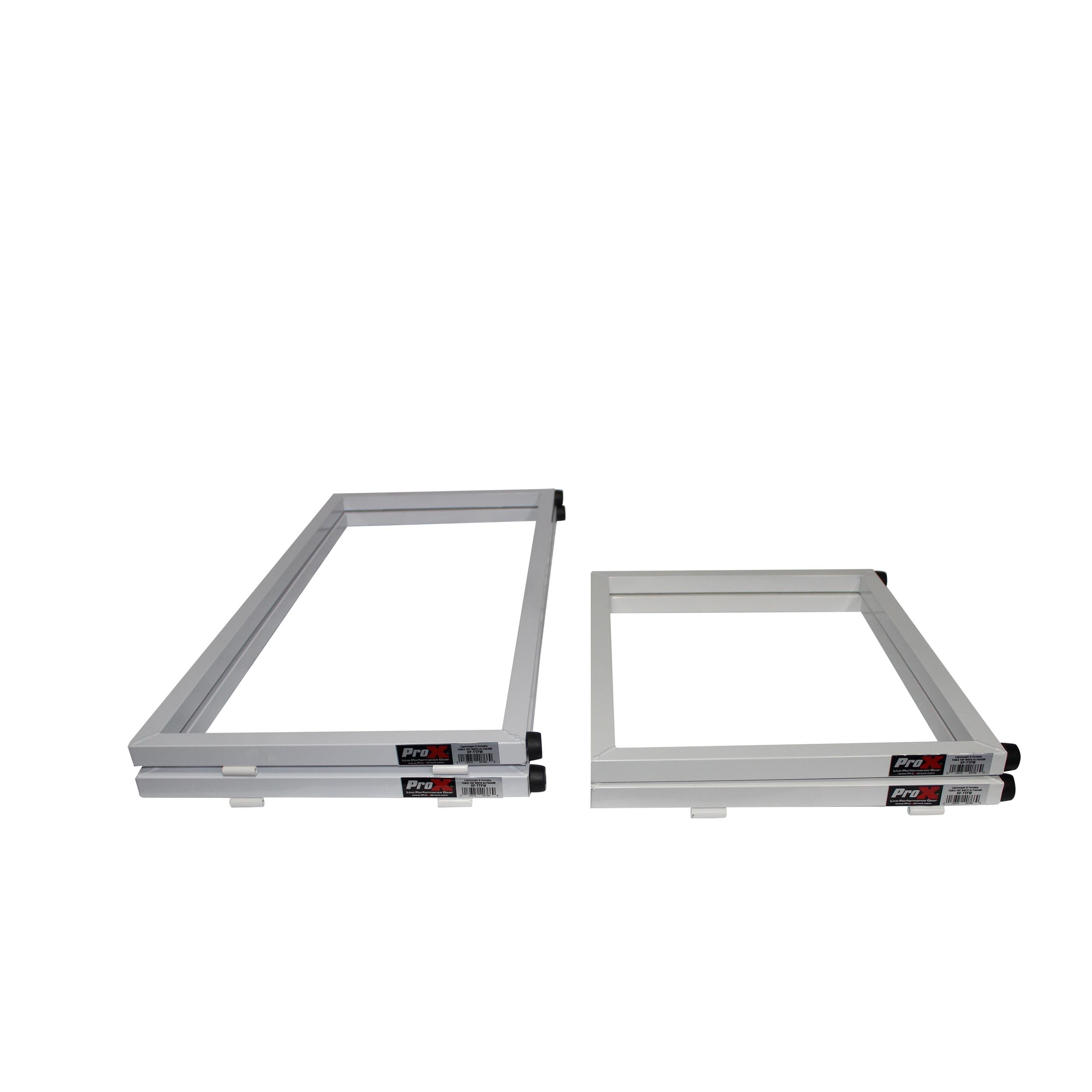 ProX White Frame 6 Ft foldable 4 Panel Tabletop DJ Facade Front Board booth with Black and White Scrims and poratble bag