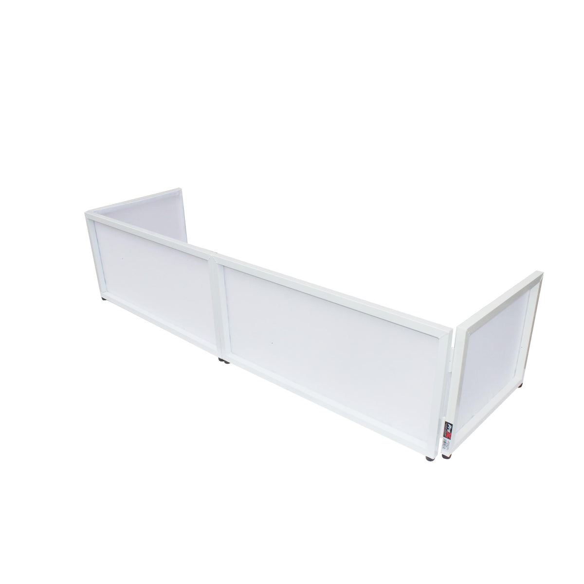 ProX White Frame 6 Ft foldable 4 Panel Tabletop DJ Facade Front Board booth with Black and White Scrims and poratble bag.
