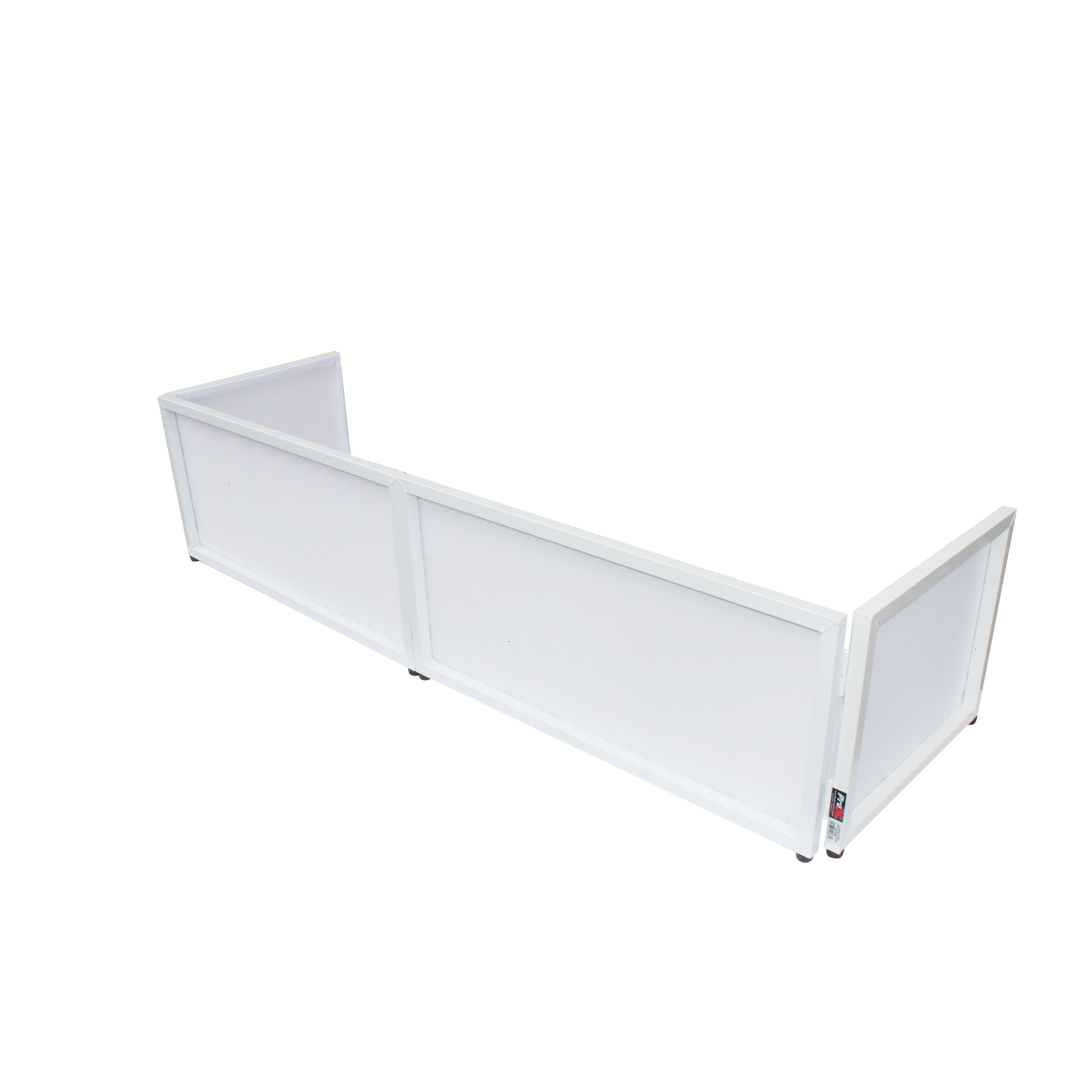 ProX White Frame 6 Ft foldable 4 Panel Tabletop DJ Facade Front Board booth with Black and White Scrims and poratble bag