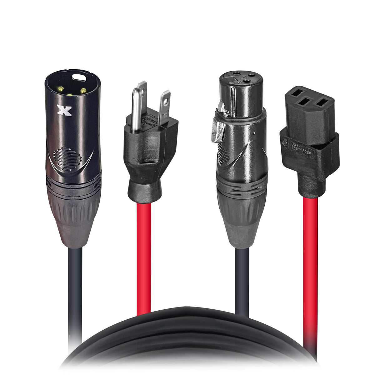 ProX 25 Ft. XLR Audio + Edison to IEC Power Cable for PA DJ Speakers.