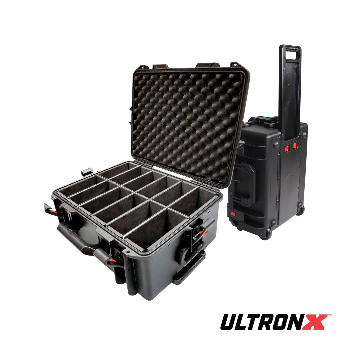 ProX UltronX Watertight Case for 12 ApeLabs MAXI Lights W-Extendable Handle and Wheels.